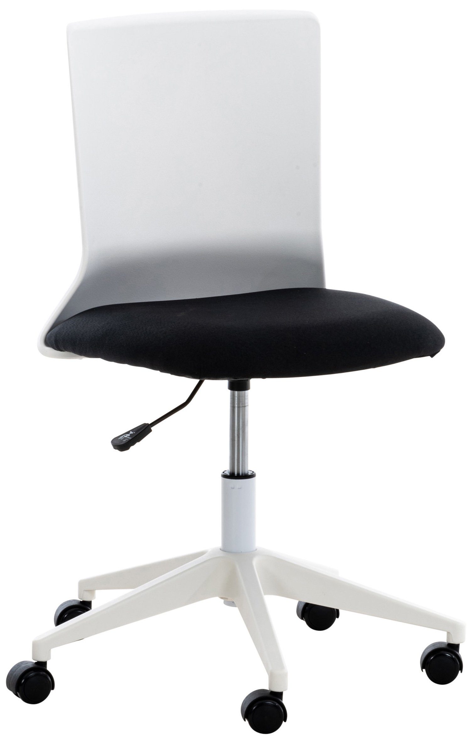 TPFLiving Bürostuhl Apollo mit bequemer Rückenlehne - höhenverstellbar und 360° drehbar (Schreibtischstuhl, Drehstuhl, Chefsessel, Bürostuhl XXL), Gestell: Kunststoff weiß - Sitzfläche: Stoff schwarz