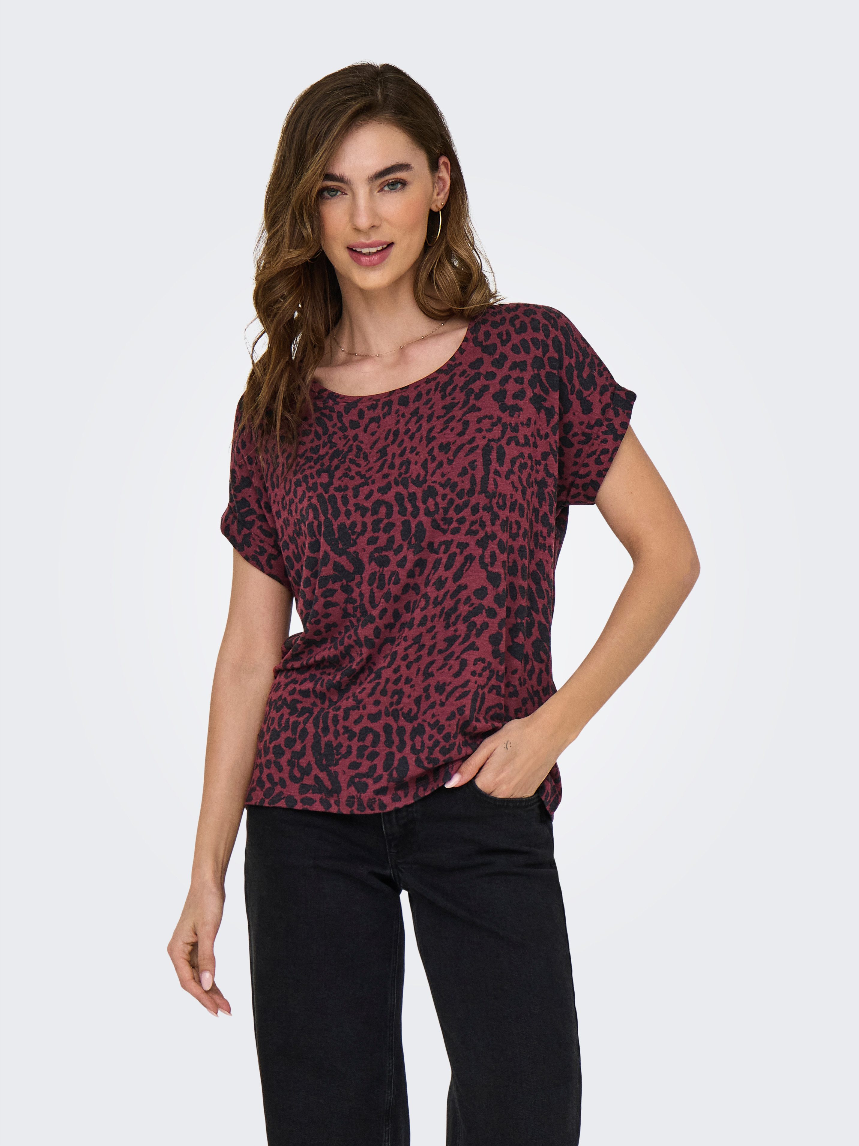ONLY Kurzarmshirt ONLMOSTER – Shirt mit Animal-Print und lockerem Schnitt a günstig online kaufen