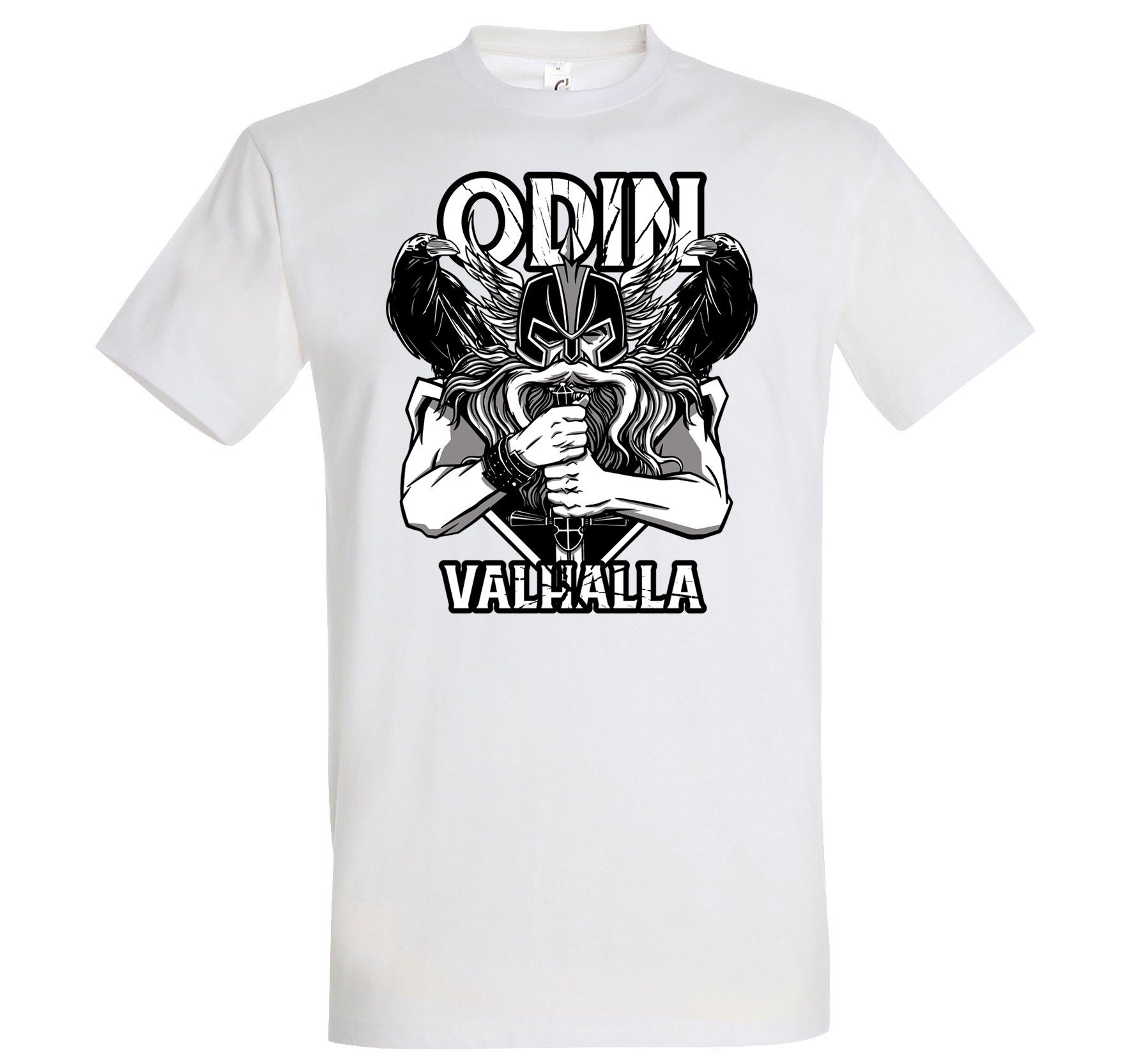 T-Shirt Weiss T-Shirt trendigem Valhalla Youth Spruch Herren mit Designz Odin