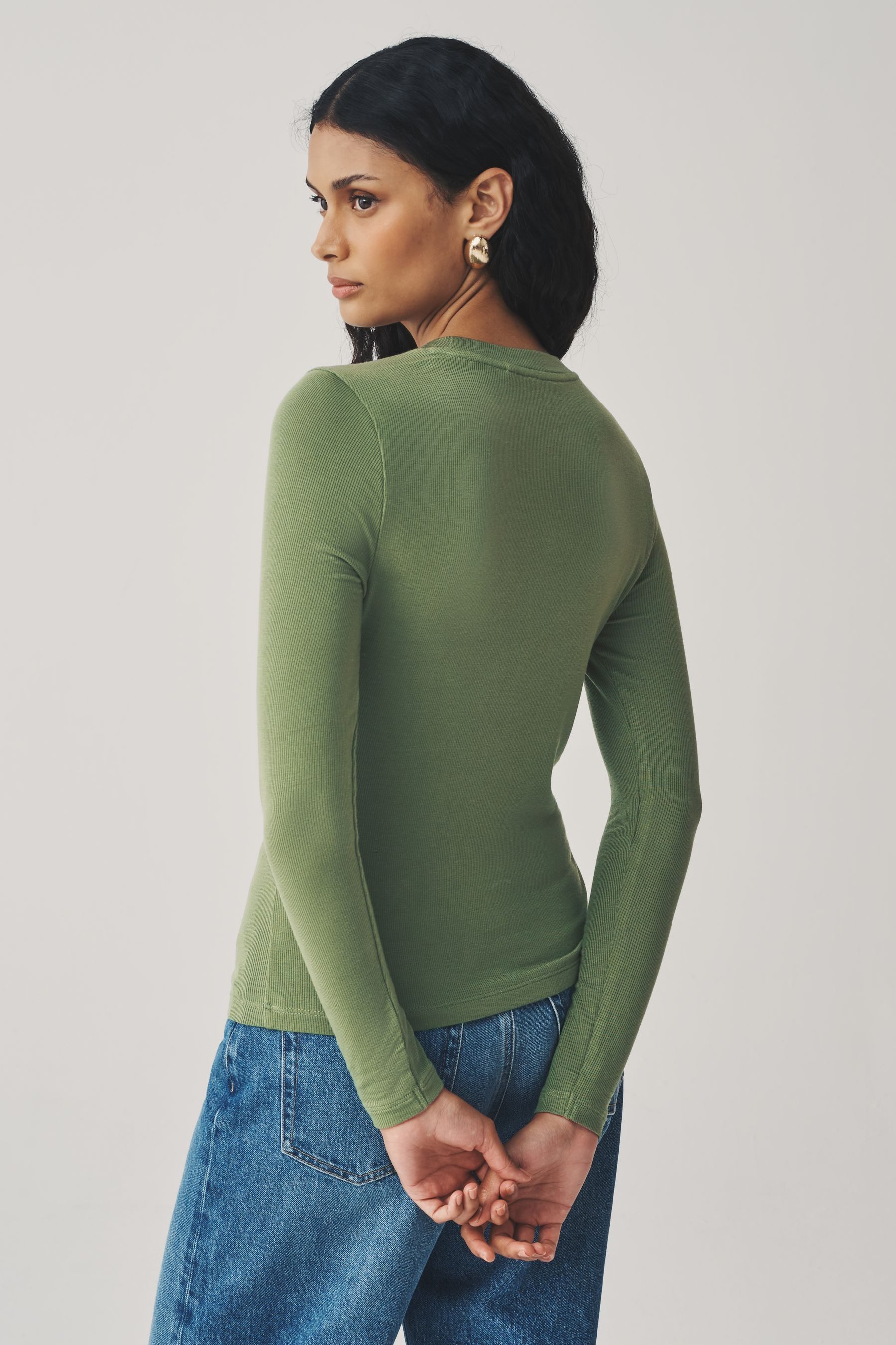 Next Langarmshirt 3er-Pack Langarm-Rundhalsoberteile mit Lyocell (3-tlg) günstig online kaufen