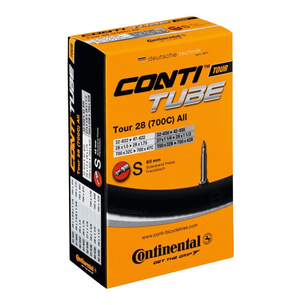 CONTINENTAL Fahrradschlauch 28" Schlauch "Tour 28 all", 27/28x1 1/4-1.75" (32/47-622/635), SV 60 m