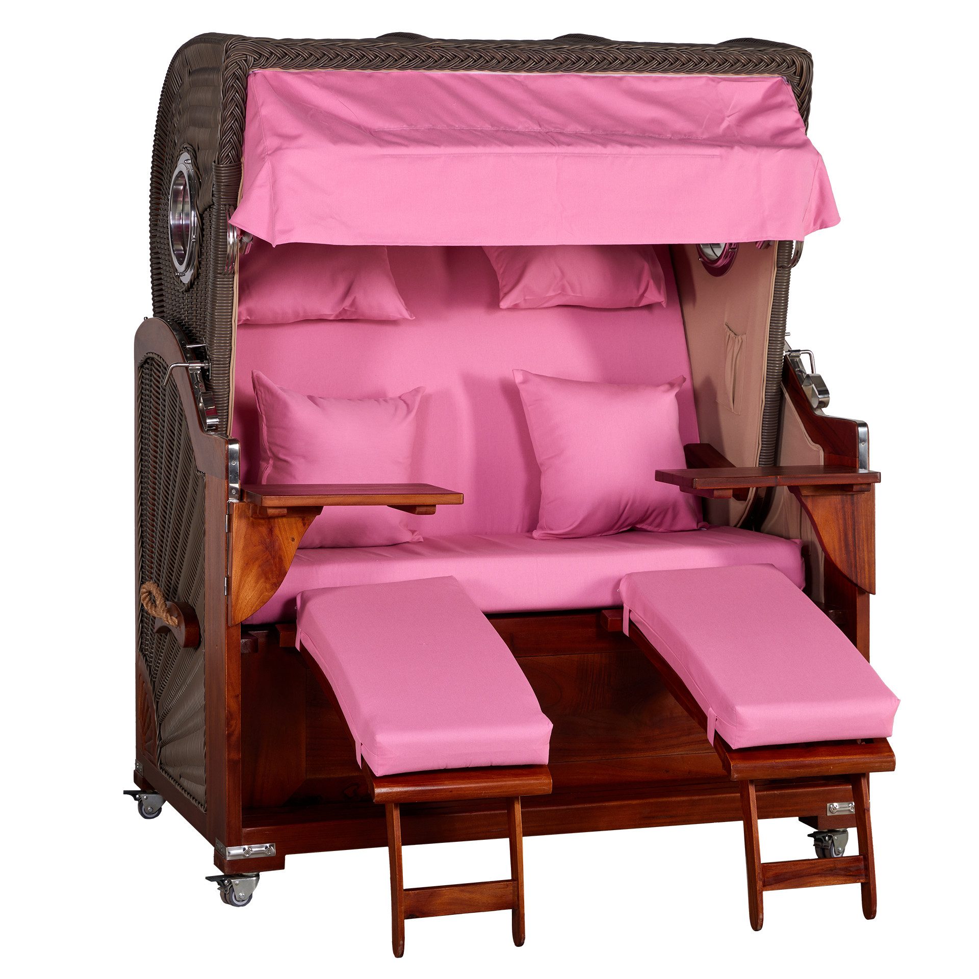 WebaVita Strandkorb Romy aus massivem rotbraunem Hartholz Rosa, BxTxH: 145x80x170 cm, Strandkorb