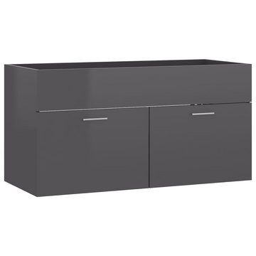 vidaXL Waschtisch Waschbeckenunterschrank Einbaubecken Hochglanz-Grau Spanplatte 90 cm