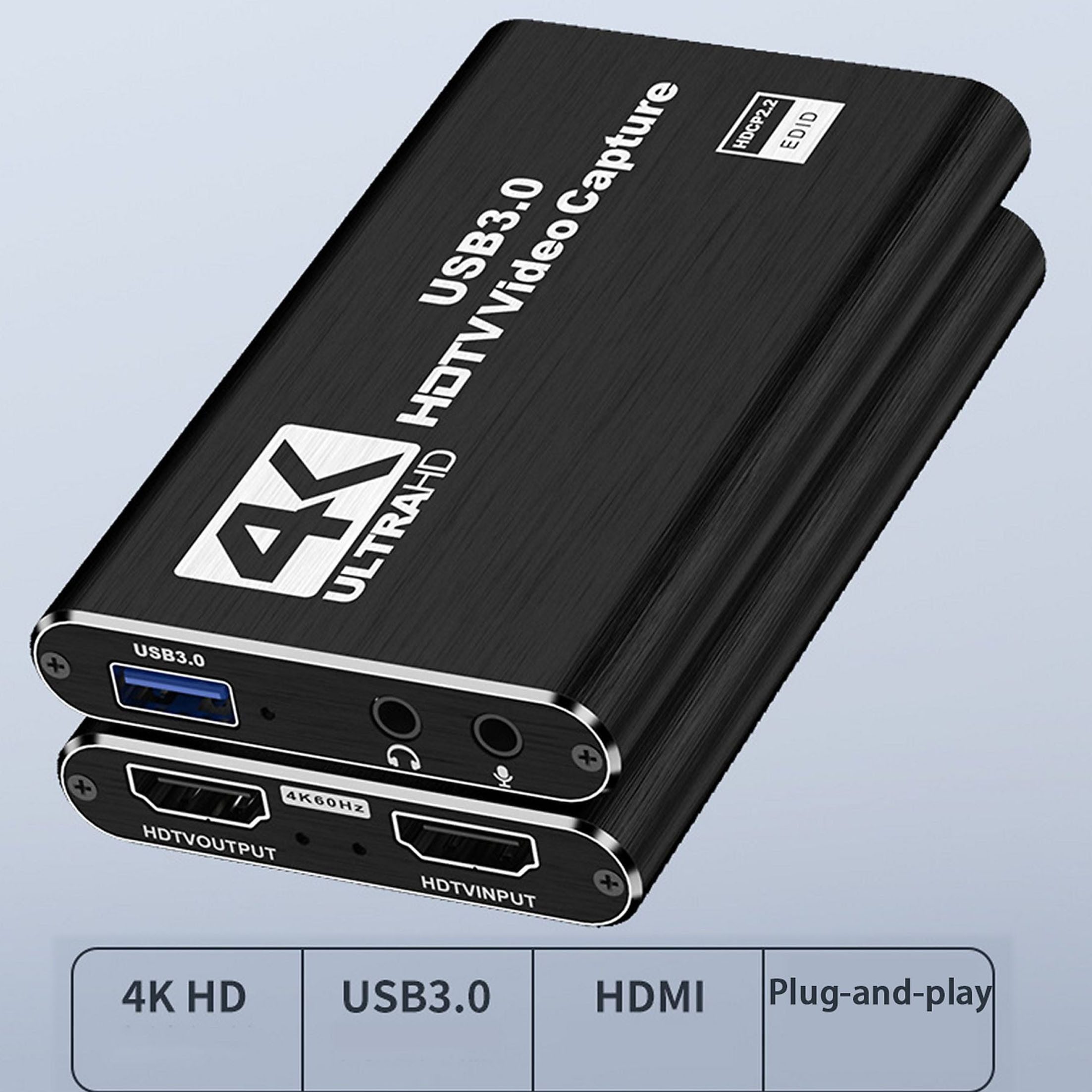 KINSI 4K HDMI-Videoaufnahmekarte, USB 3.0 HDMI Video Game Capture Recorder USB-Recorder (Max. HDMI-Eingang 4K 30Hz, Videoaufnahme bis 1080P 60Hz)