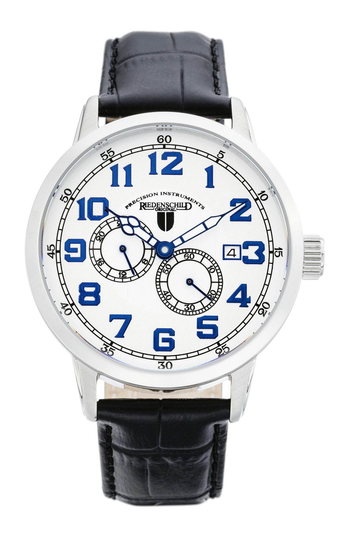 Riedenschild Automatikuhr Herrenuhr RS7603-02 - Schwarzes Lederband, Weißes Zifferblatt, 42 mm