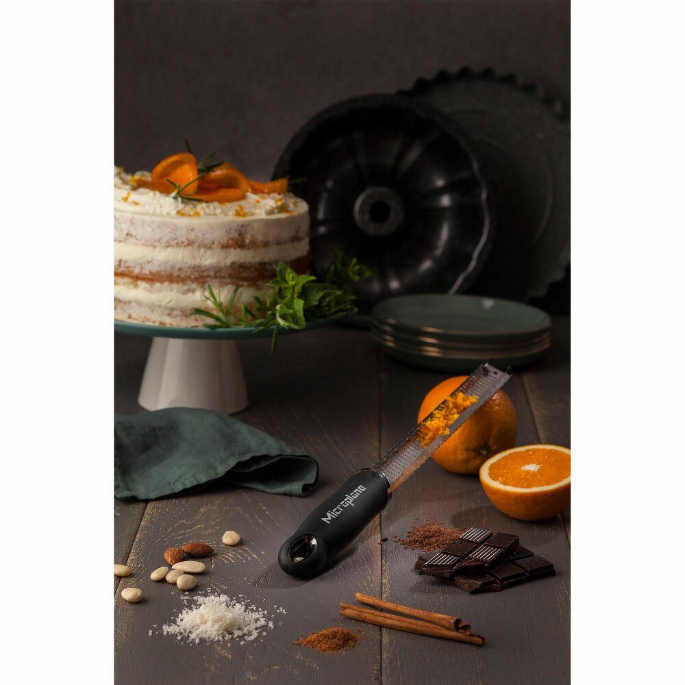 Kunststoff, Küchenreibe Microplane photogeätzte Classic Premium Edelstahl, Schwarz, Black Klinge