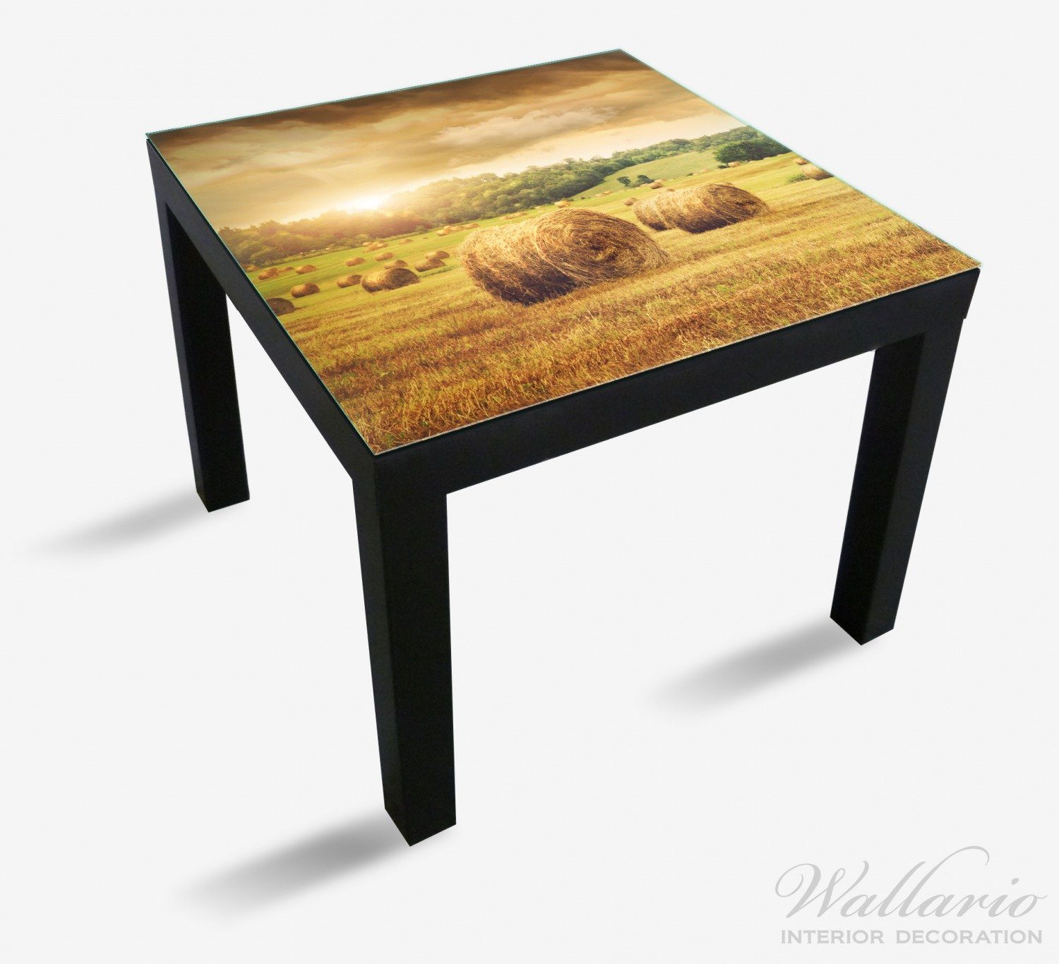 geeignet Strohballen Tischplatte für bei Tisch Sonnenuntergang Wallario (1 Lack dem St), auf Feld Ikea