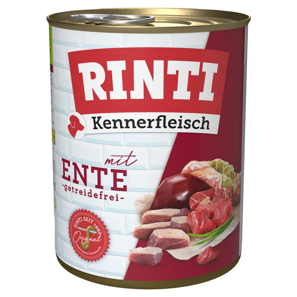 Rinti Kennerfleisch mit Ente 800 g - 12 Stück, Nassfutter für: Hund