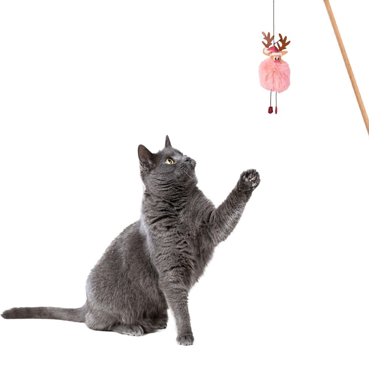 Canadian Cat Company Katzenangel Spielangel "Rudolph", Katzenspielzeug mit Plüschbommel, ca. 110cm lang