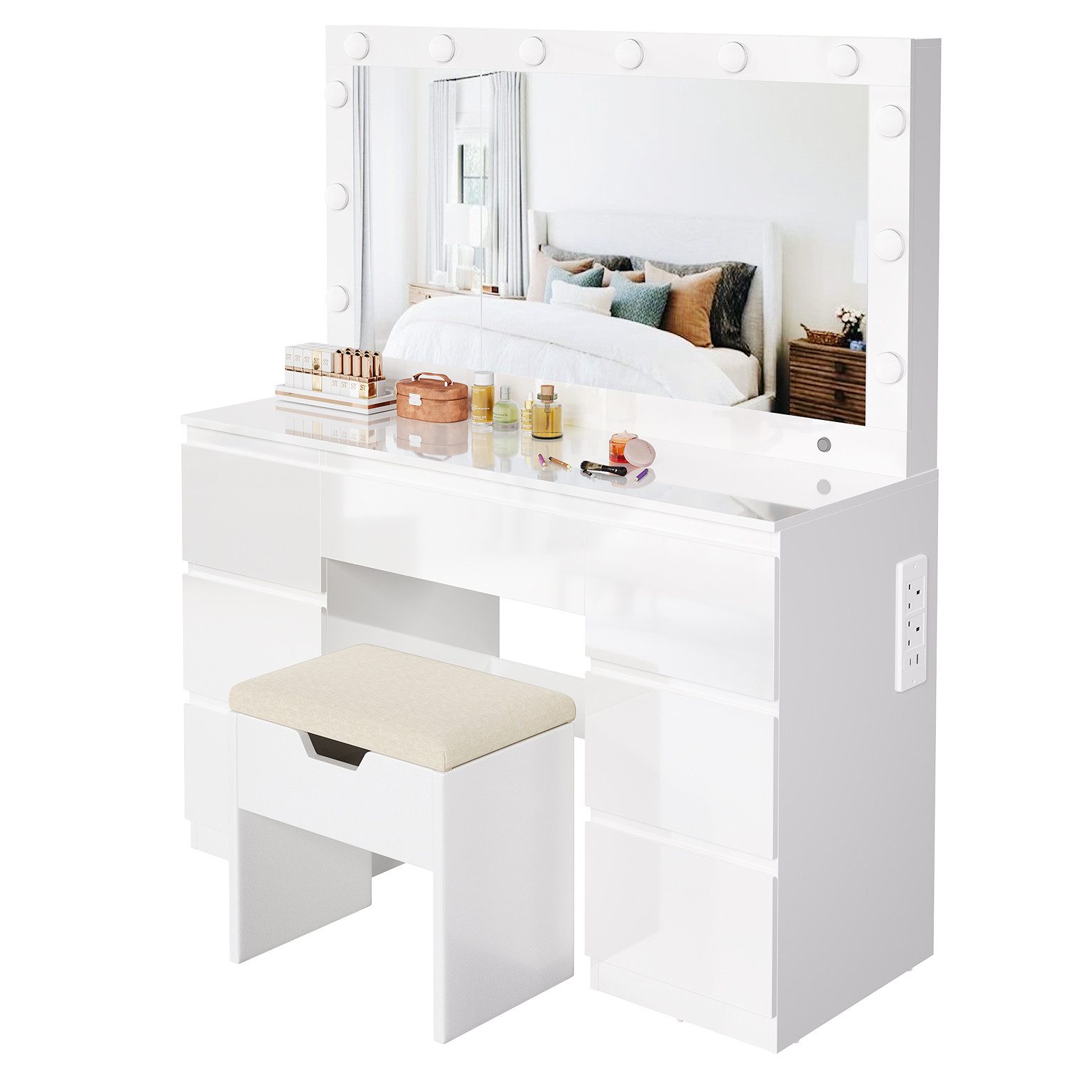HOMALL Schminktisch Großer Schminktisch, Maße 120 x 40 x 140 cm, mit Schmuc günstig online kaufen