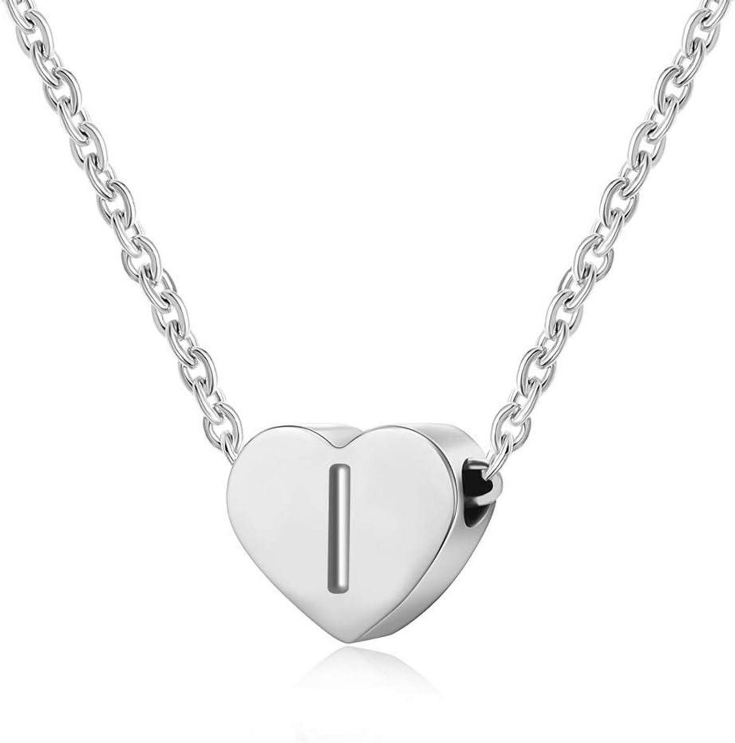 Kette und Anhänger Set Silber Damen Halskette mit Klein Buchstabenherz Anhänger