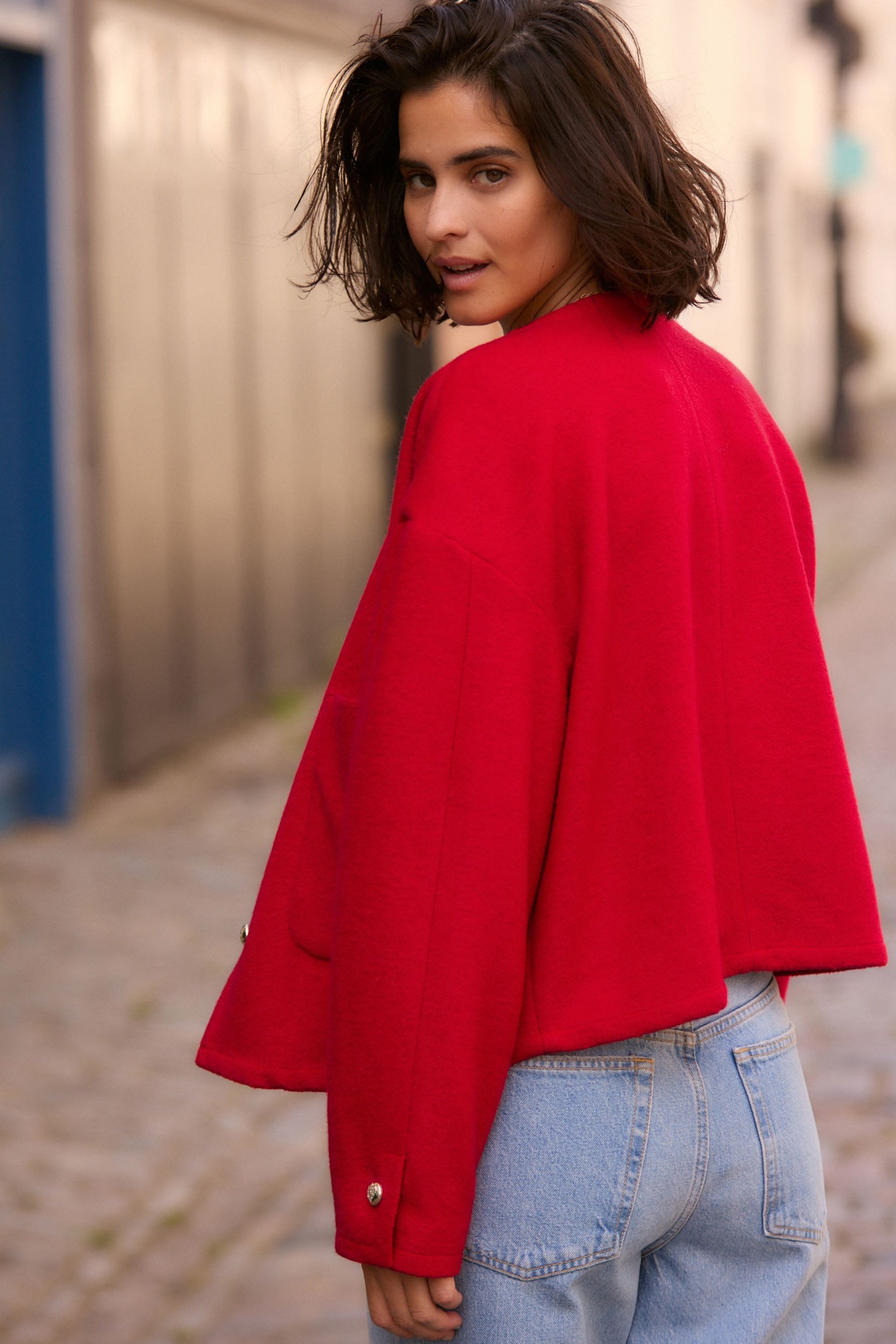 Next Kurzjacke Strukturierte Bouclé-Jacke (1-St) günstig online kaufen