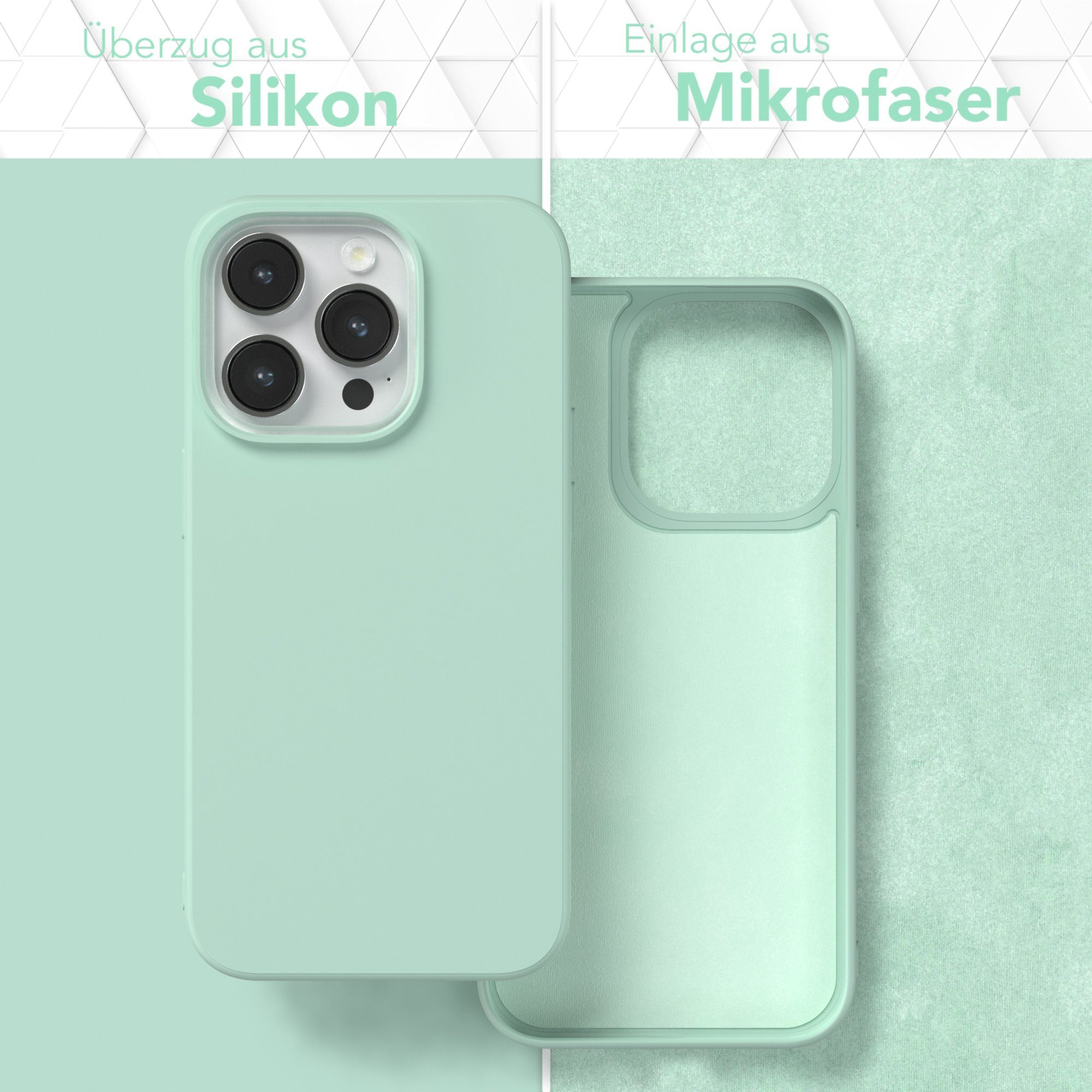 EAZY CASE Handyhülle für Apple iPhone 14 Pro Hülle Silikon 6,1 Zoll, Hülle Silikon kratzfest Smart Slimcover Bumper Case Etui Mint Grün