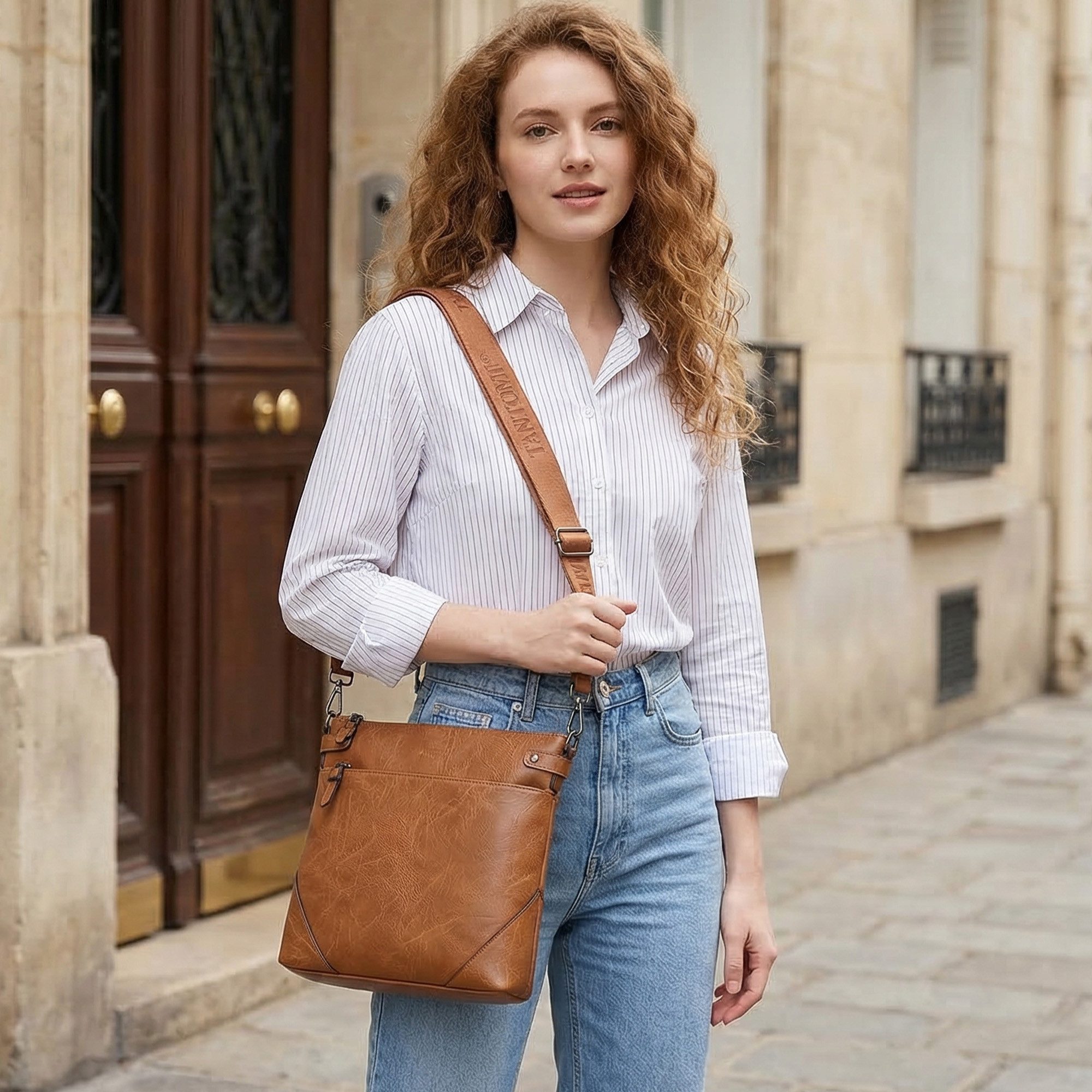 TANTOMI Umhängetasche Damen Schultertasche Mittelgroß mit Vielen Fächern Freizeit leicht, Damen Handtasche Henkeltasche Schultertasche Crossbody Bag – Bild 3 von 5