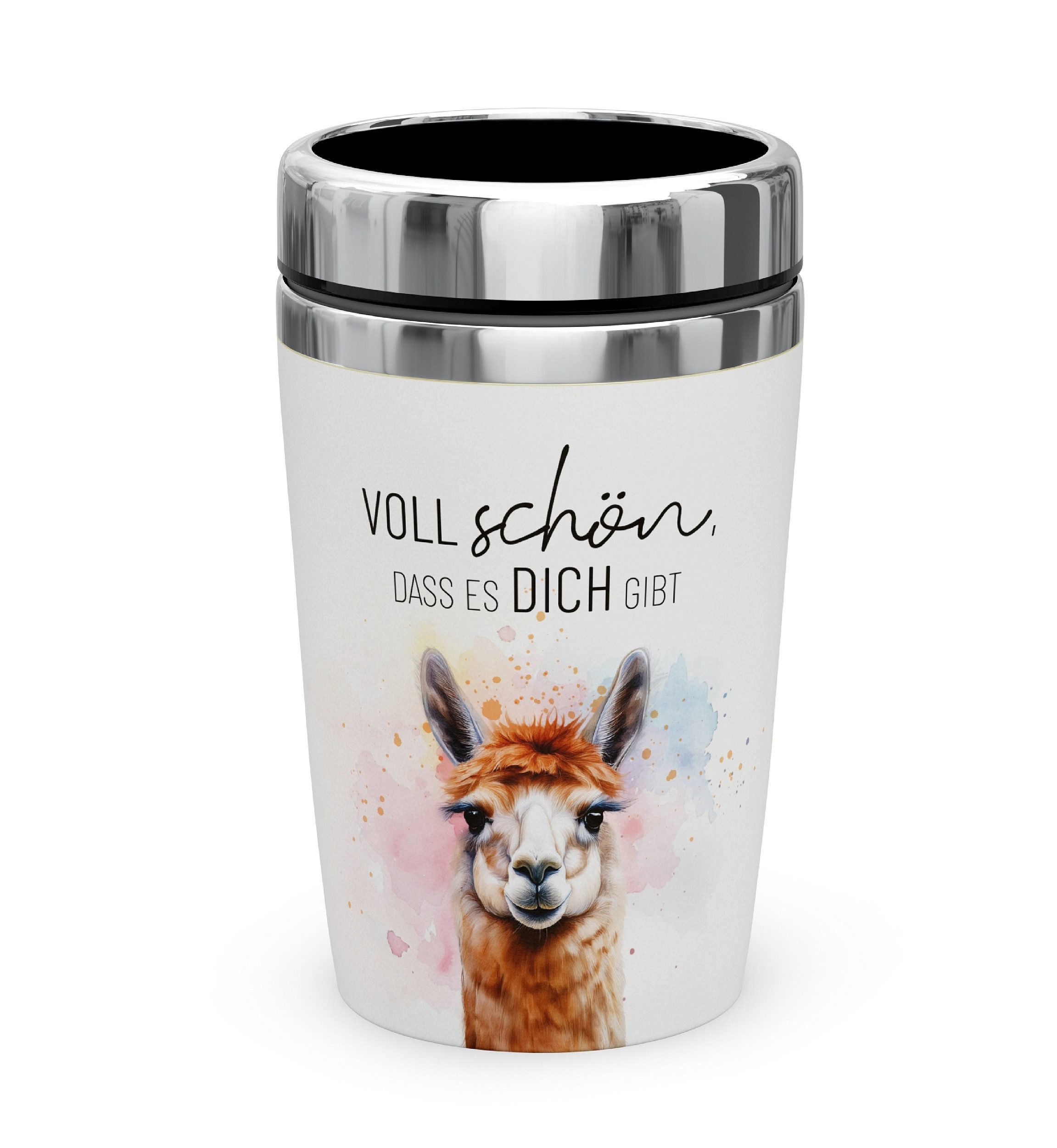La Vida Thermobecher Thermobecher Isolierbecher Kaffeebecher To Go 240ml la vida Lama, Material: Edelstahl, Kunststoff