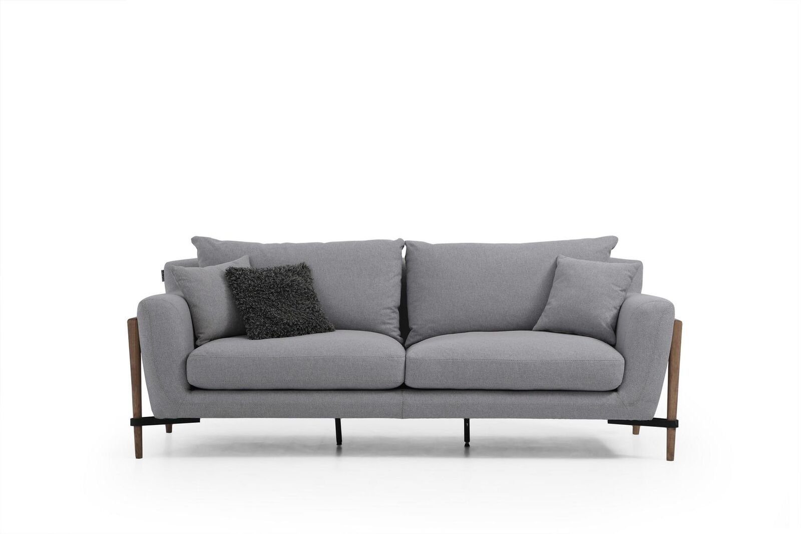 Made Design Sofas Stoff Sitzer 1 JVmoebel in Sofa Dreisitzer Grau, 3 Teile, Modern Europa Wohnzimmer 3-Sitzer