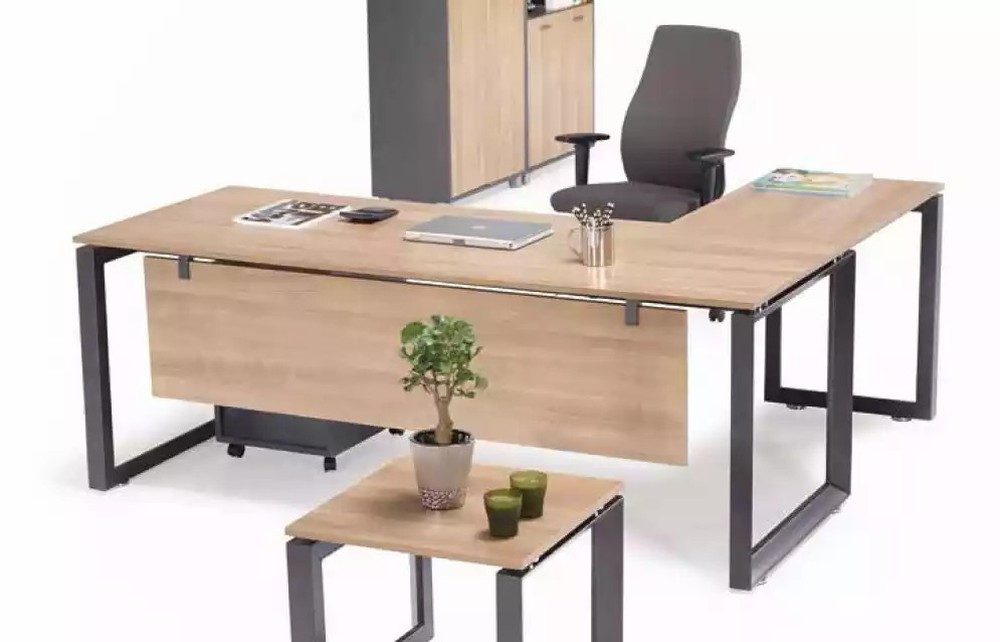 Eckschreibtisch Exklusiver Ecktisch für das Büro – Brauner Schreibtisch für zuhause