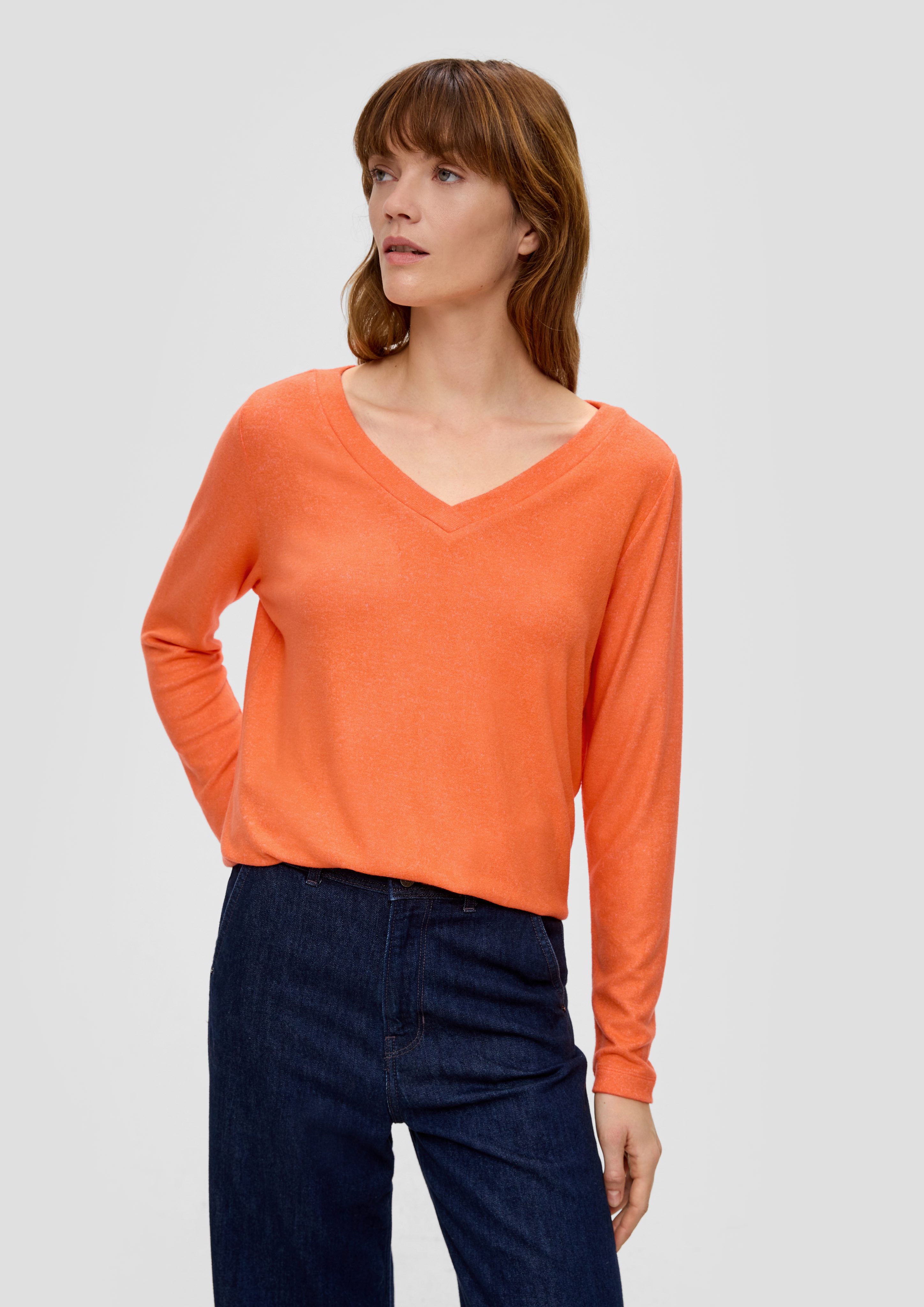 s.Oliver Langarmshirt Longsleeve aus Viskosemix orange