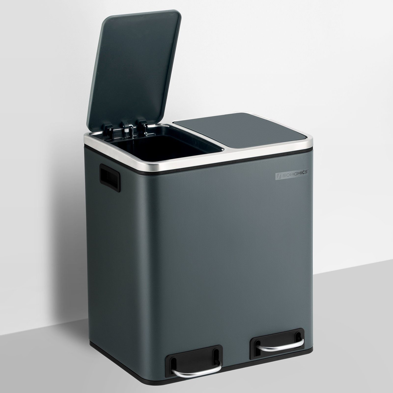 SONGMICS Mülleimer »LTB30 MetallFußreling«, Abfalleimer, Küche, 30L
