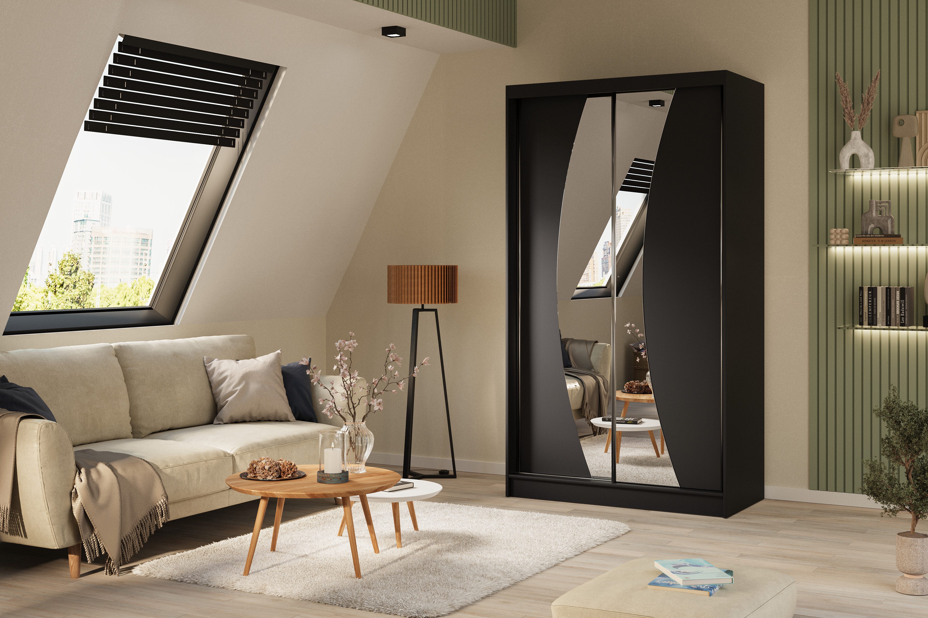 Beautysofa Schiebetürenschrank VOX II mit Schubladen, mit Spiegeln, Breite: günstig online kaufen