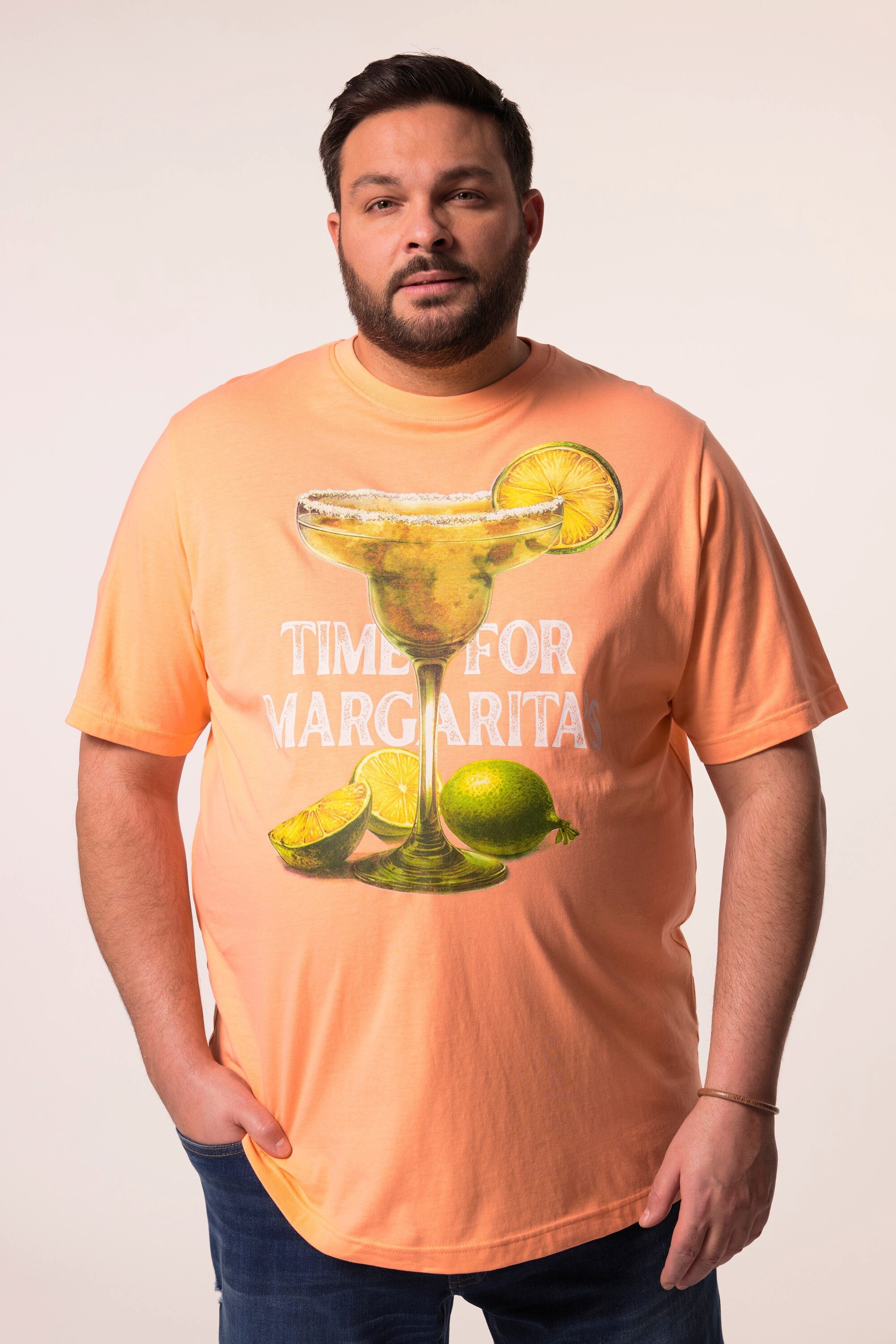 Men Plus T-Shirt T-Shirt Halbarm Print Rundhals