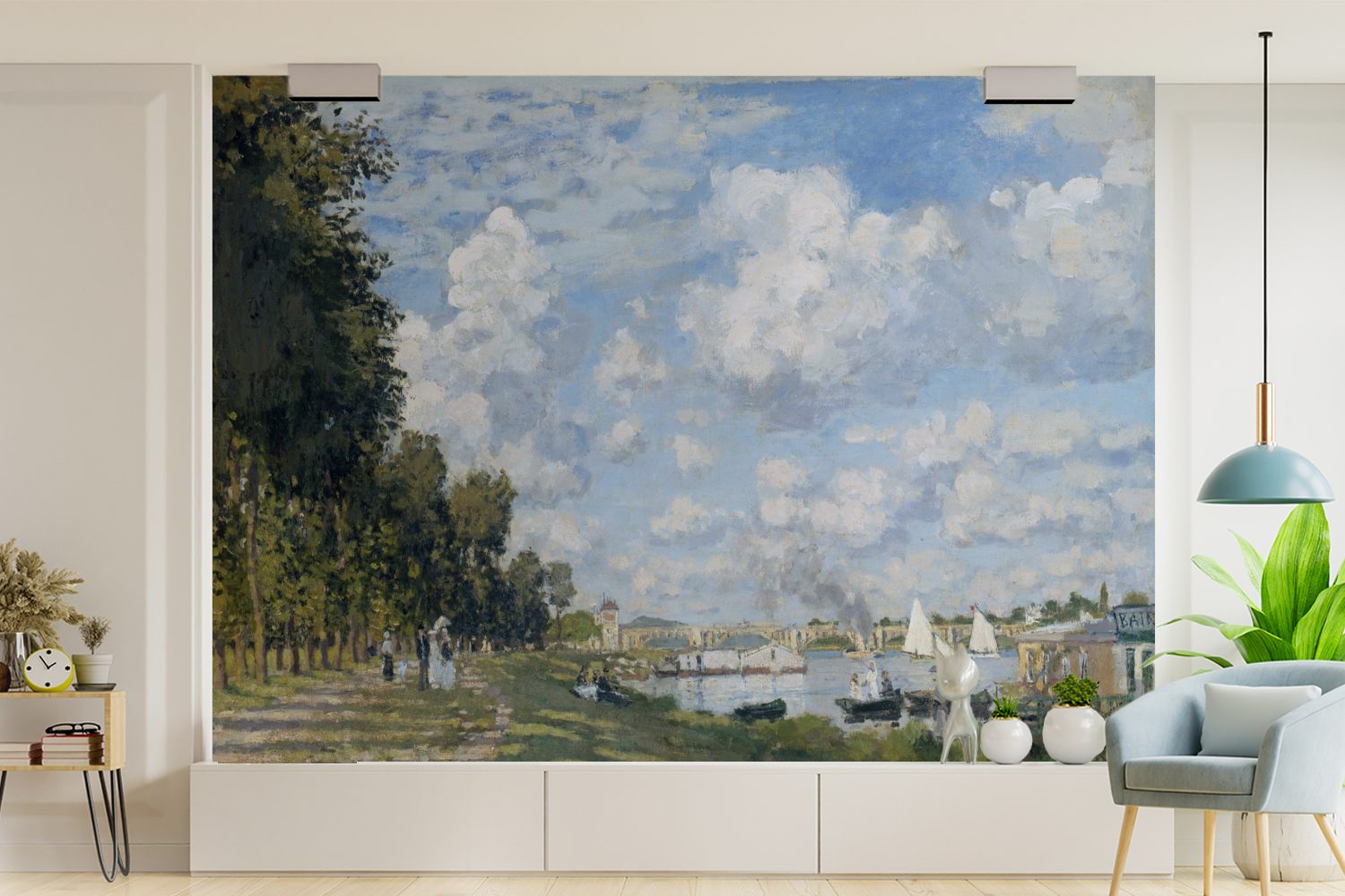 - Tapete Vinyl für Fototapete Gemälde Claude St), von MuchoWow Le Monet, bedruckt, Montagefertig Wandtapete (6 d'Argenteuil Bassin Wohnzimmer, Matt,