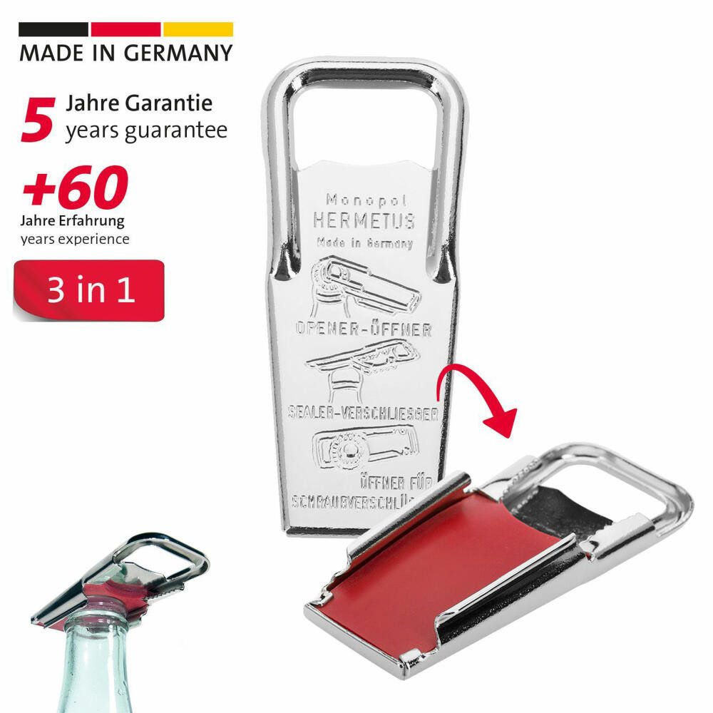 WESTMARK Flaschenöffner 2x Flaschenöffner- und verschließer, 3-in-1, Hermetus
