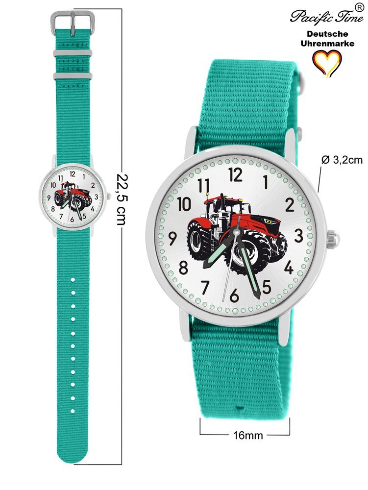 und Match Time Armbanduhr Traktor türkis Pacific rot Design Quarzuhr Mix Versand Wechselarmband, - Kinder Gratis