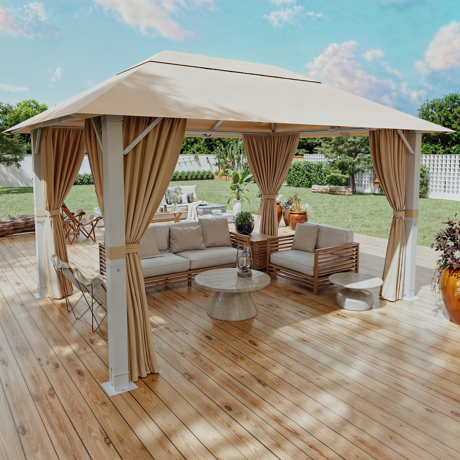 GUNJI Pavillon Großes 3*3/3/3/4M wasserdichtes Gartenzelt Patio Gazebo Part günstig online kaufen