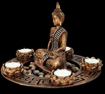 Figuren Shop GmbH Teelichthalter Buddha Figur als fünffach Teelichthalter bronzefarben - Dekoschale