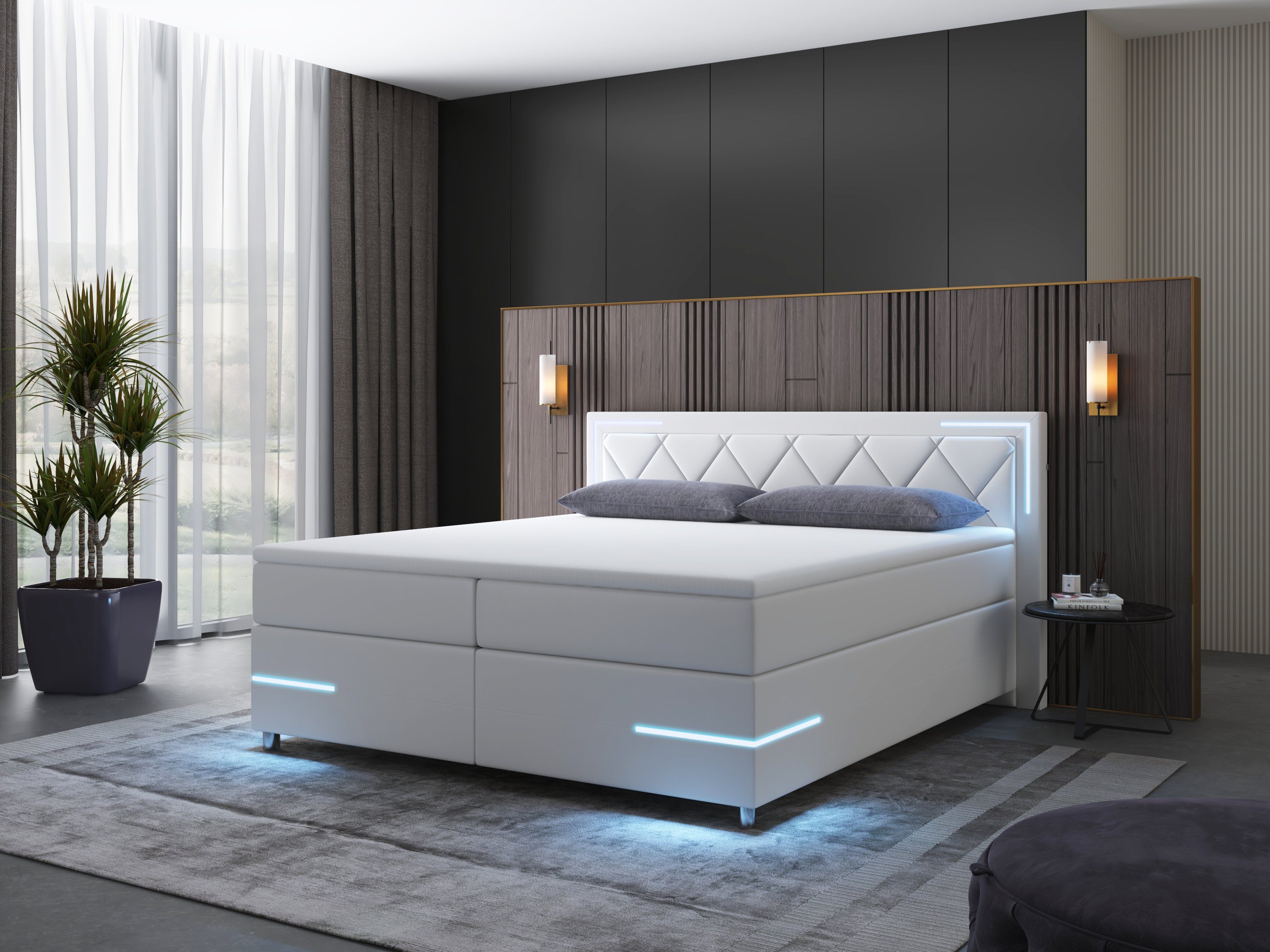 wonello Boxspringbett Arizona, mit LED Beleuchtung günstig online kaufen