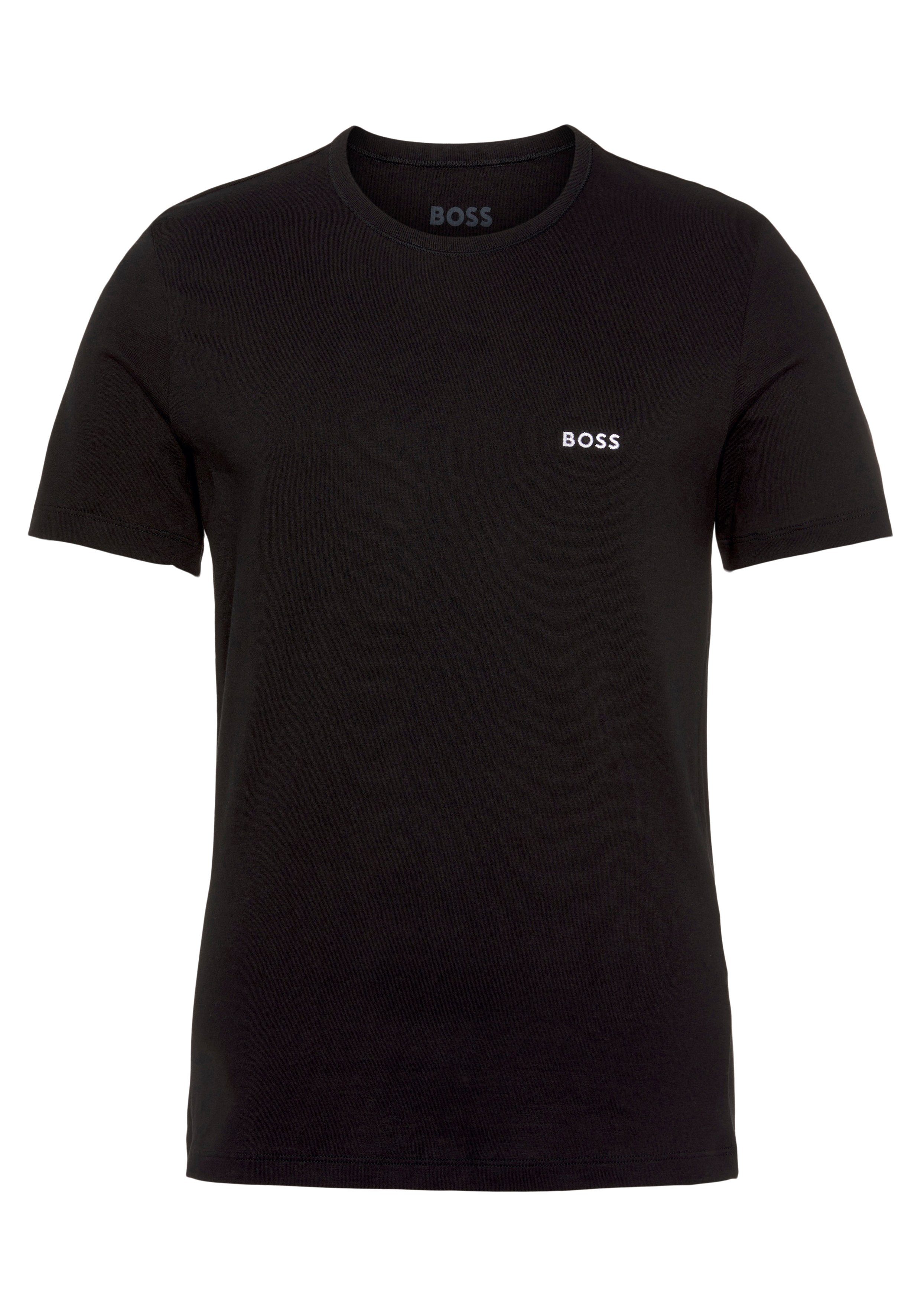 Brust BOSS (Set, mit der auf BOSS Schriftzug T-Shirt 3-tlg) schwarz/dunkelblau/khaki980