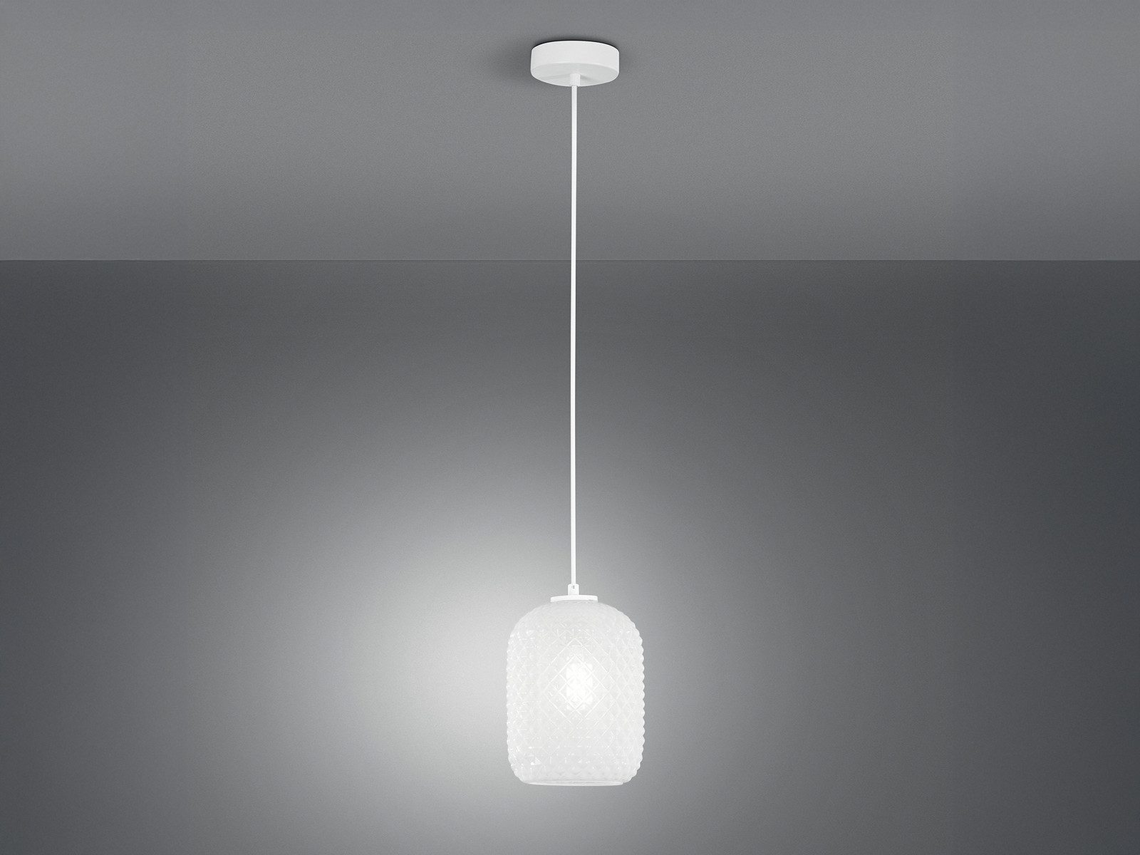 Luce Ambiente Design LED Pendelleuchte mit Relief Glas Lampenschirm Ø 15cm, Dimmfunktion, LED wechselbar, Warmweiß, Hängelampe einflammig inkl. Leuchtmittel mit 3 Stufen Dimmer