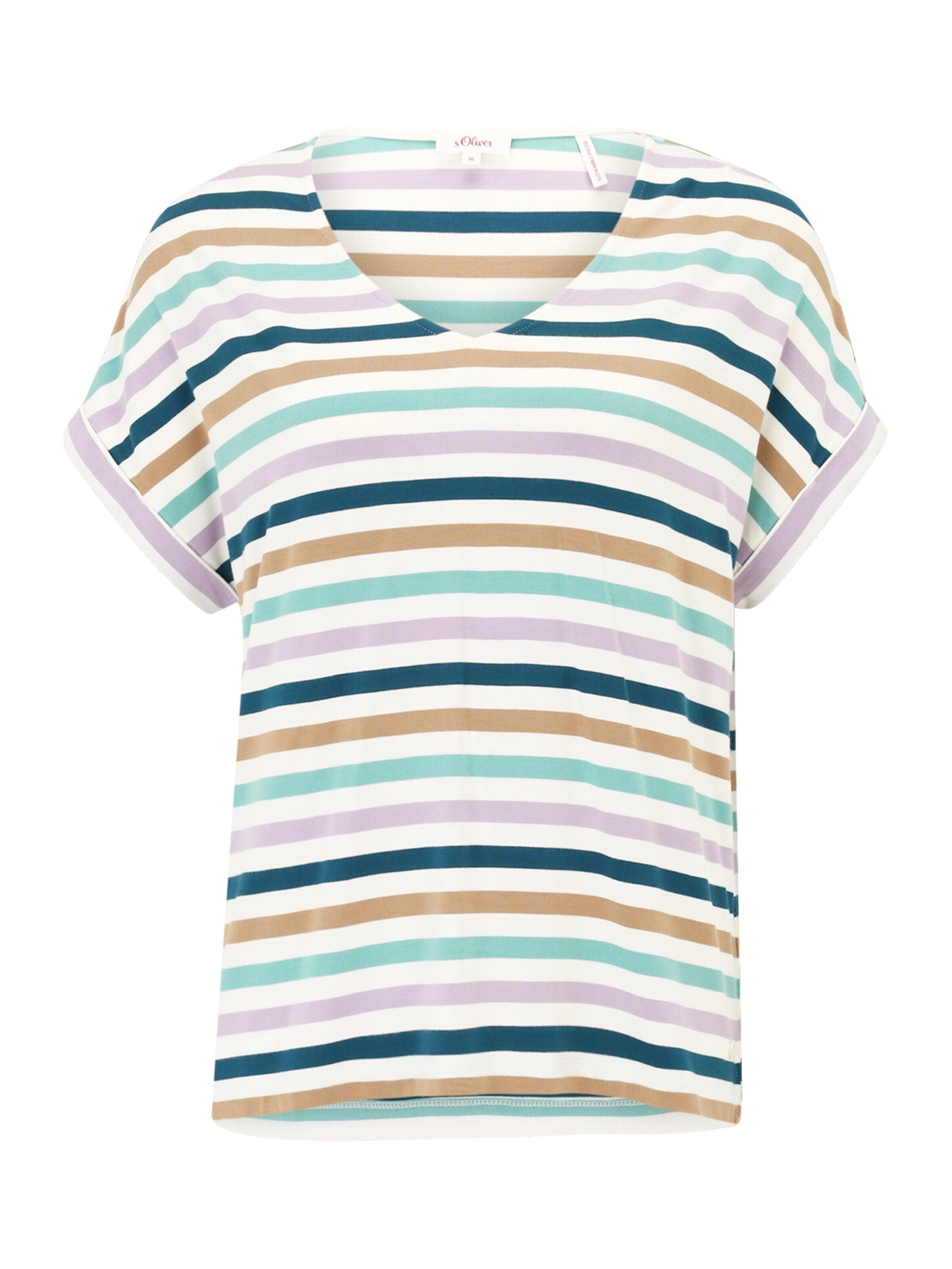 Schlitze Plain/ohne s.Oliver T-Shirt (1-tlg) Details, Seitliche