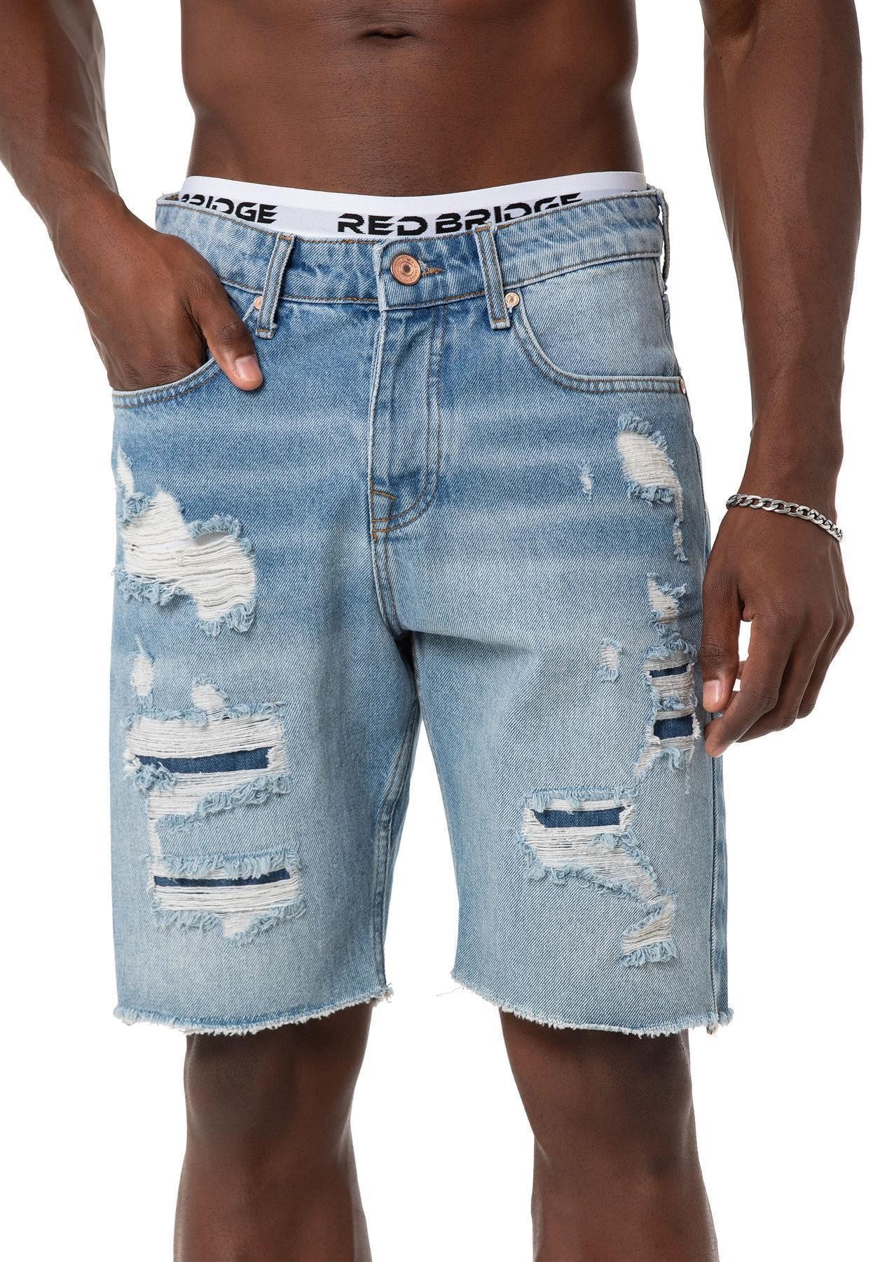 RedBridge Jeansshorts Red Bridge Herren Shorts Kurze Hose Jeanshose fetzige Stellen