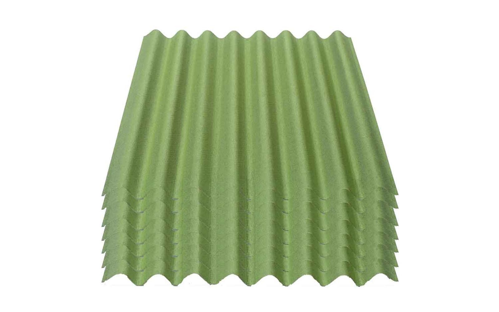 Onduline Dachpappe 7er Pack Dachplatte Easyline® Wellplatte Gartenhaus, Farbe: grün, wellig, 5.32 m² pro Paket, (7-St), Größe: 1000 x 760 x 2,6 mm, Profil: 95/38