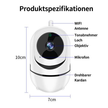 Hikity Drahtlose Überwachung WiFi-Kamera 360°, Fernalarm, Bewegungserkennung Indoor Kamera (Innen und außen, Nachtsicht)