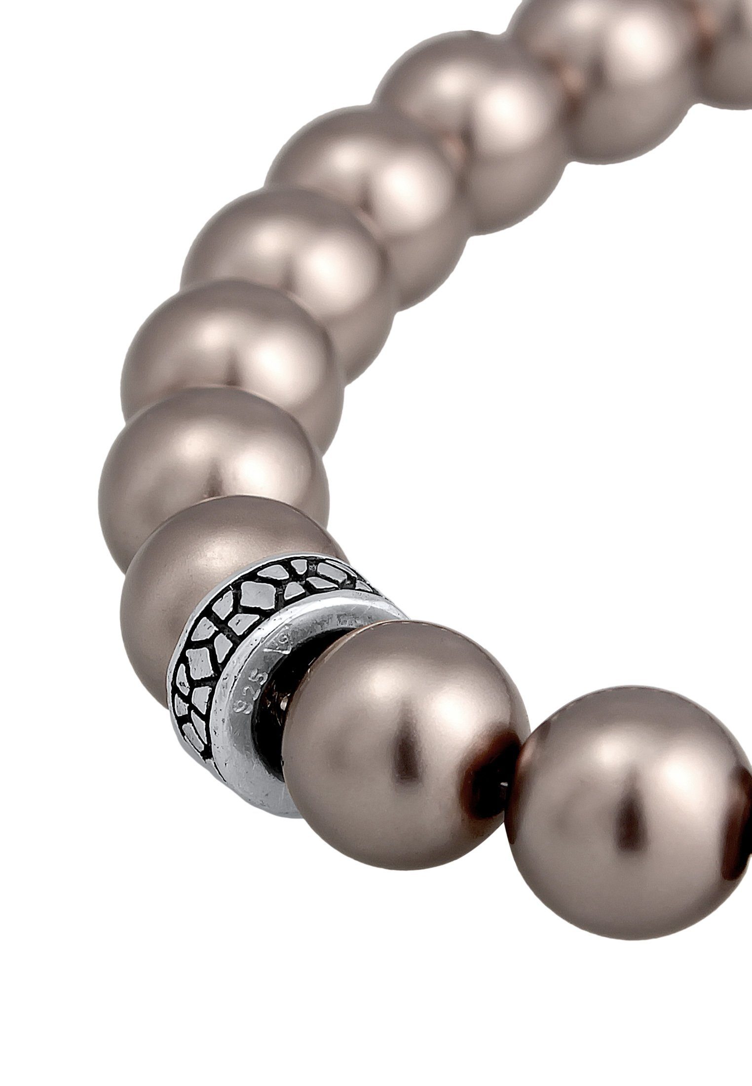 Kuzzoi Bead-Armband-Set Grau Glasperlen Beads Silber, Kugel Elegant 925