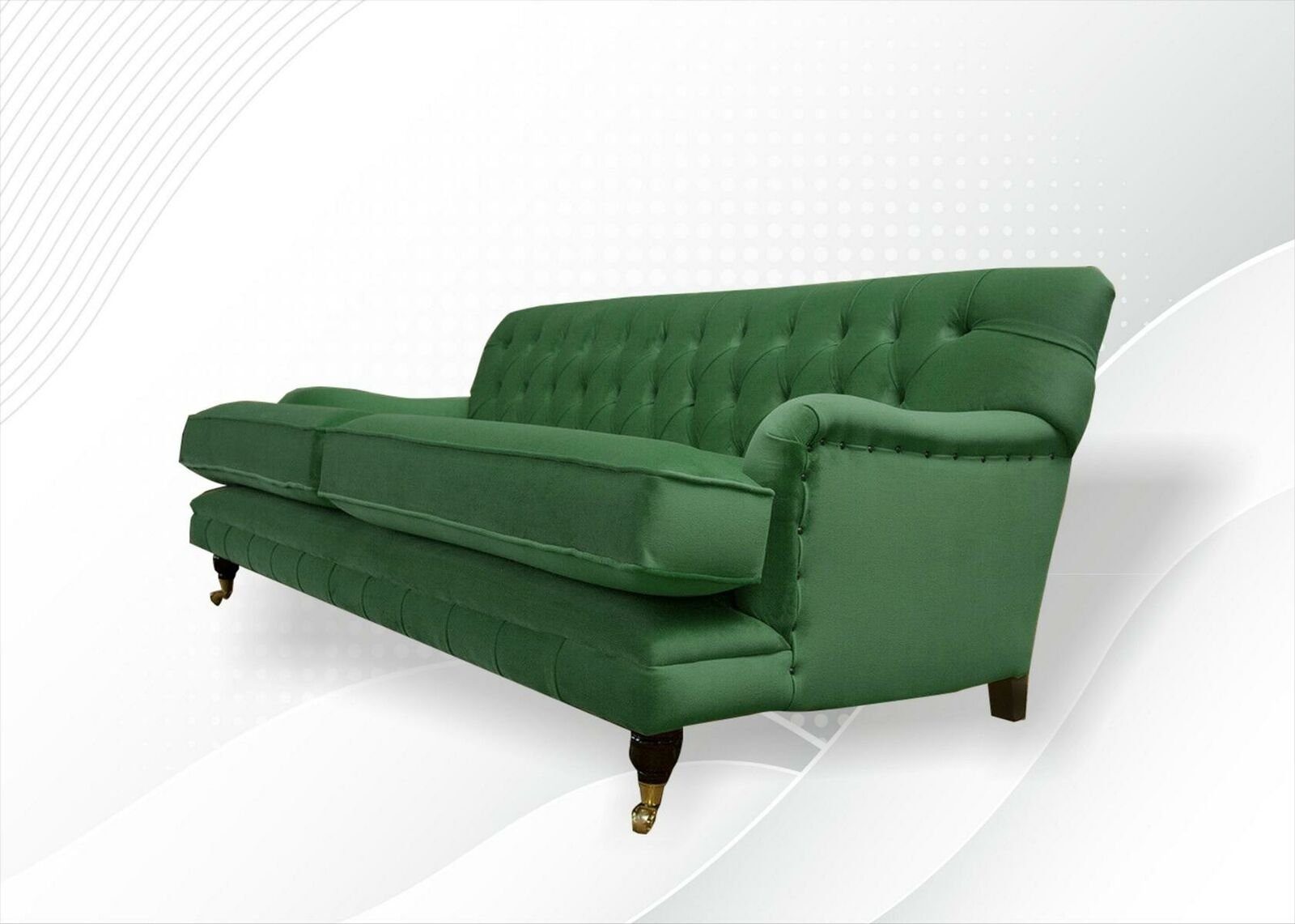 Chesterfield Design Polster Wohnzimmer Grün Neu Couchen JVmoebel Sofas Chesterfield-Sofa, Stoff Gelb Sofa Textil