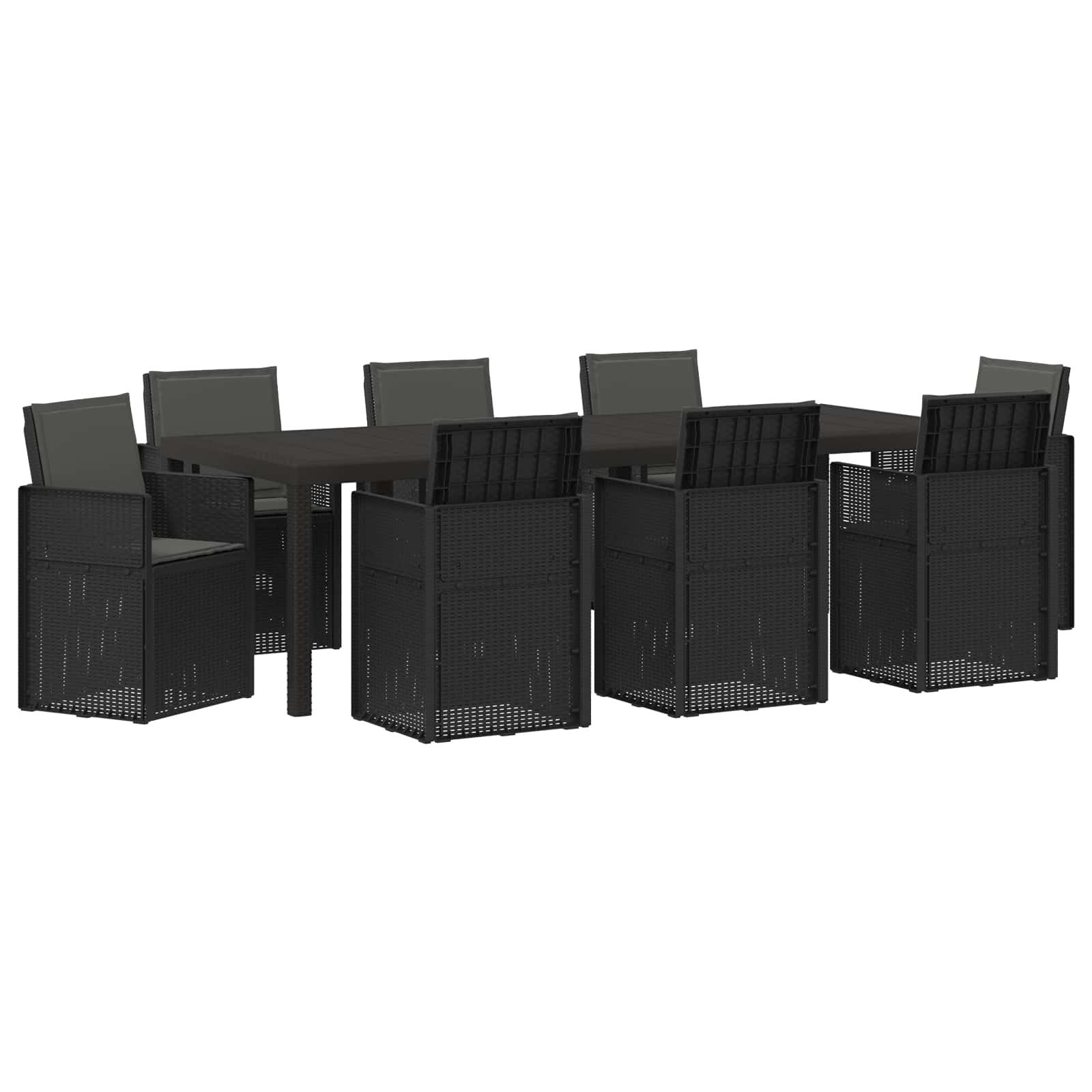 vidaXL Gartenlounge-Set Garten Essgruppe mit Kissen 9 pcs Anthrazit PP, (9-tlg)