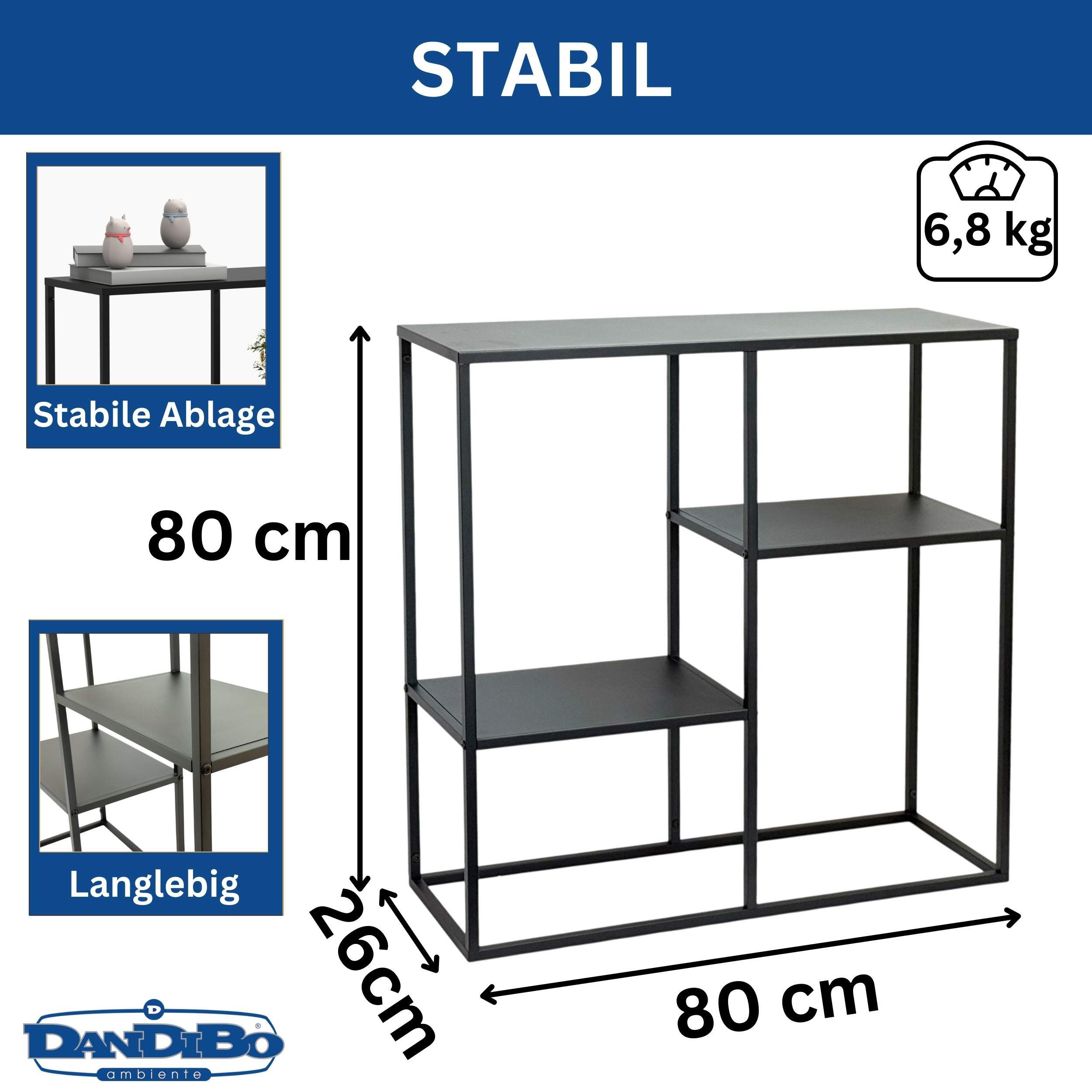 DanDiBo Konsolentisch Schmal Metall Modern 80x80x26 günstig online kaufen