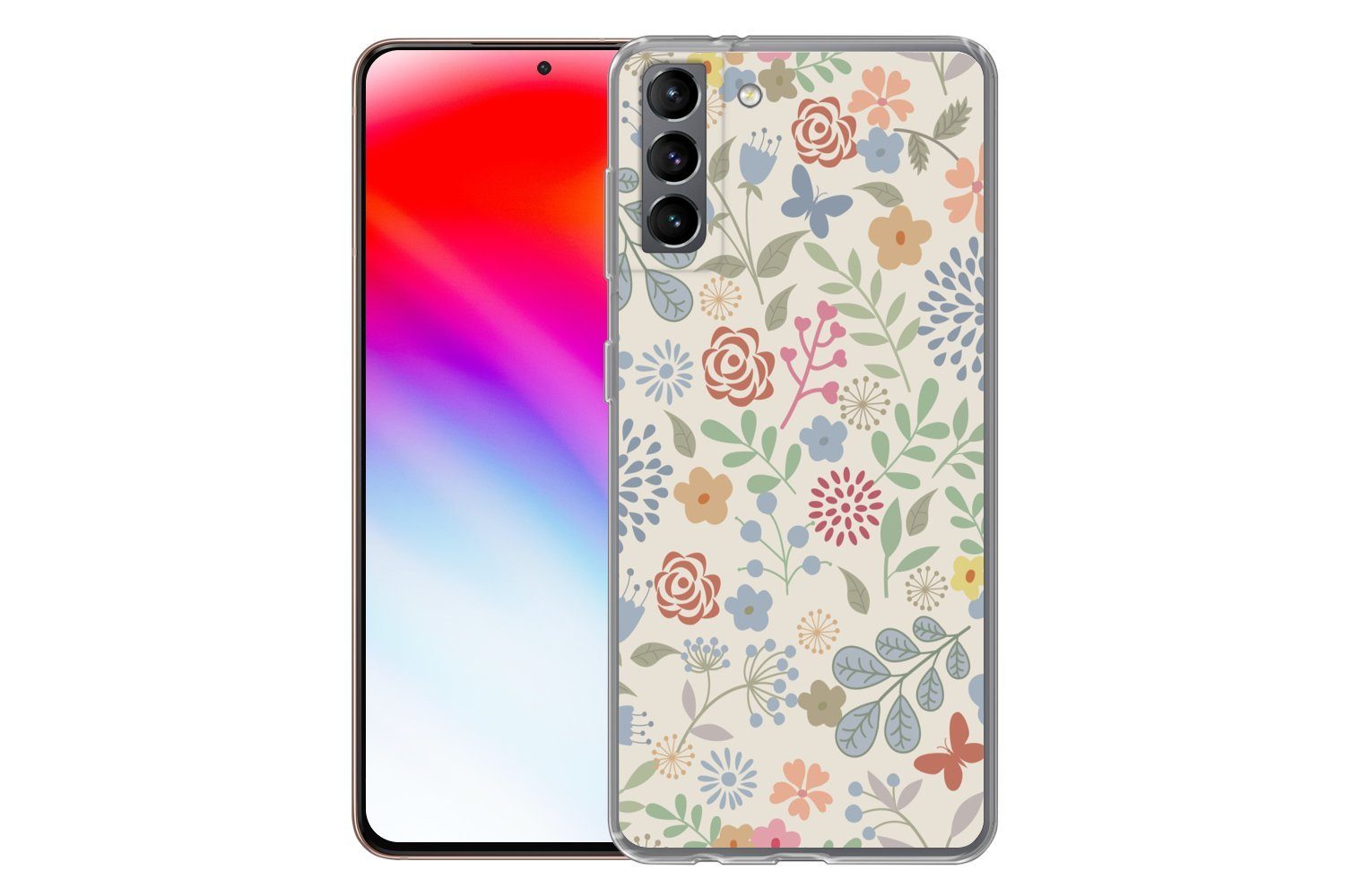 MuchoWow Handyhülle für Samsung Galaxy S21 Plus Eine Blumenmuster-Illustration mit vielen, Phone Case, Silikon, Schutzhülle Dünn