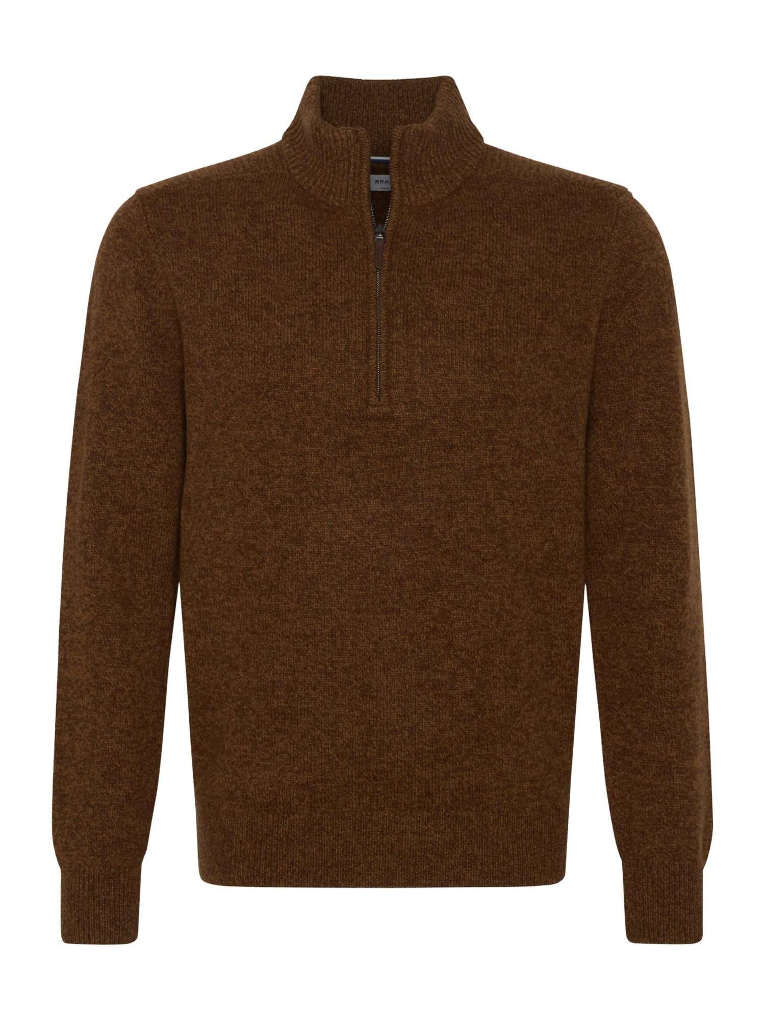 Brax Strickpullover braun,Casual,Wolle,Unifarben,Troyer-Kragen,Lang,Regular Fit