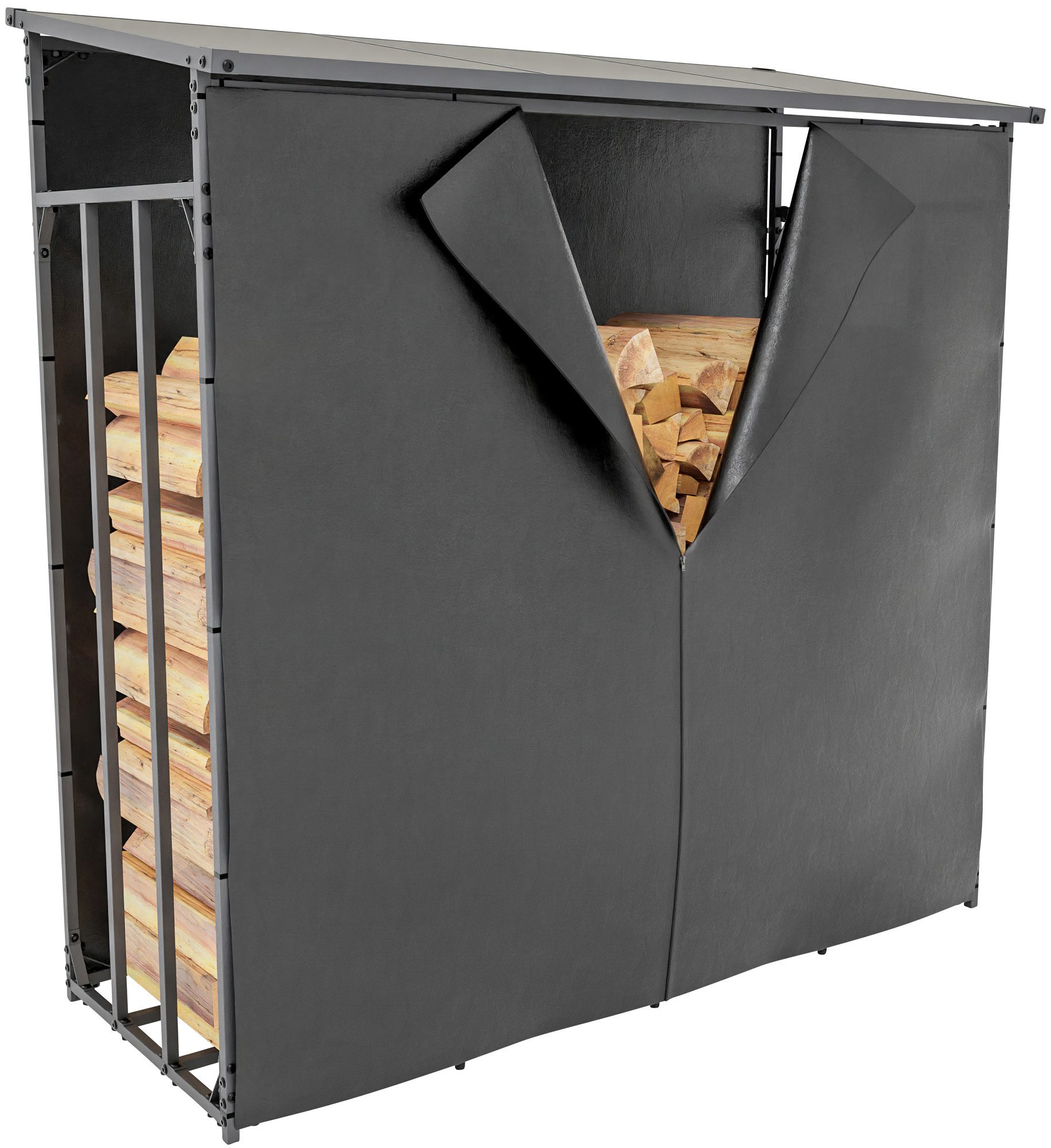 PROREGAL® Kaminholzregal IGNISTACK mit Abdeckplane 165x165x70cm Anthrazit Kaminholzunterstand