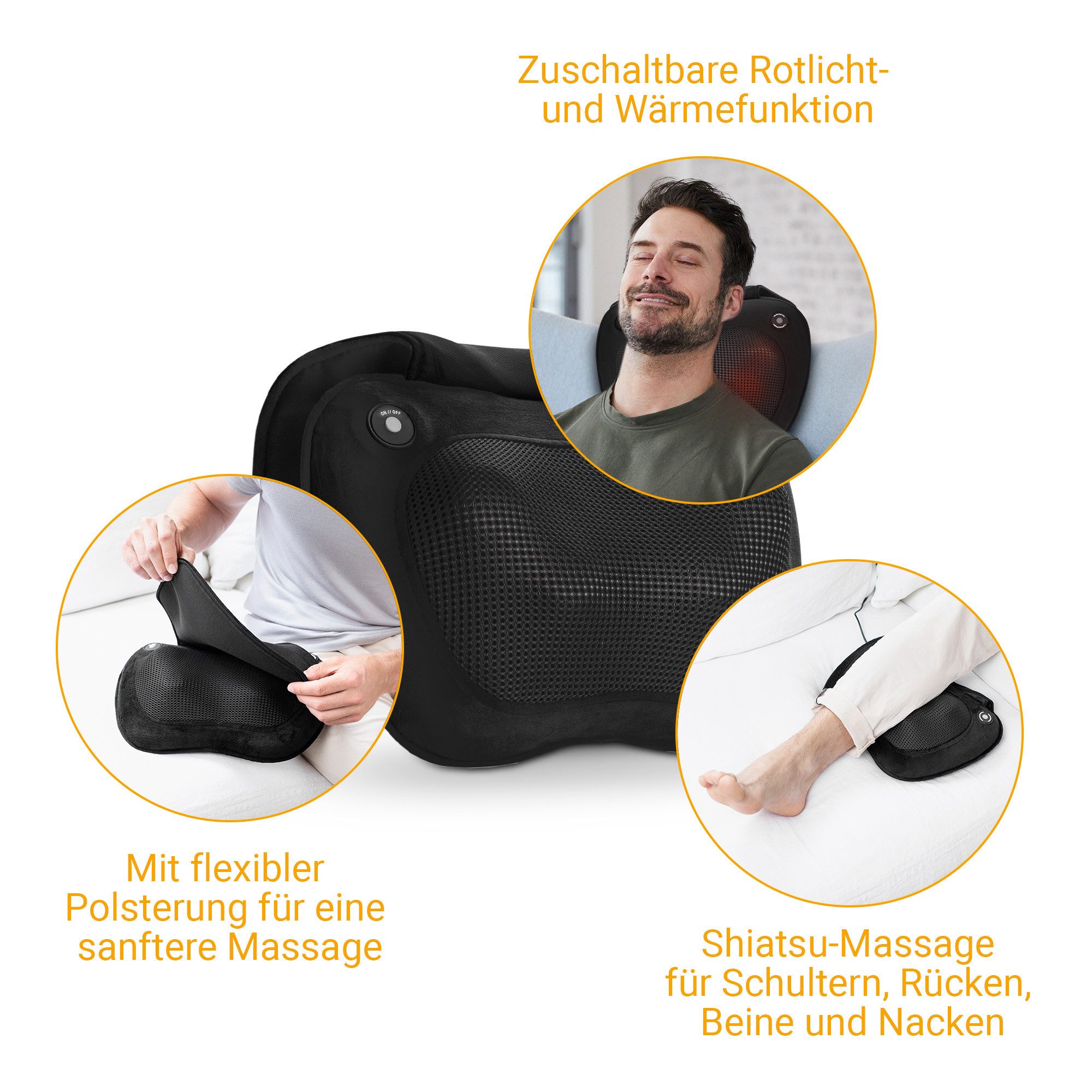 medisana Shiatsu-Massagekissen MC 850, Shiatsu-Massage für Schulter, Rücken, Beine und Nacken, Wärmefunktion
