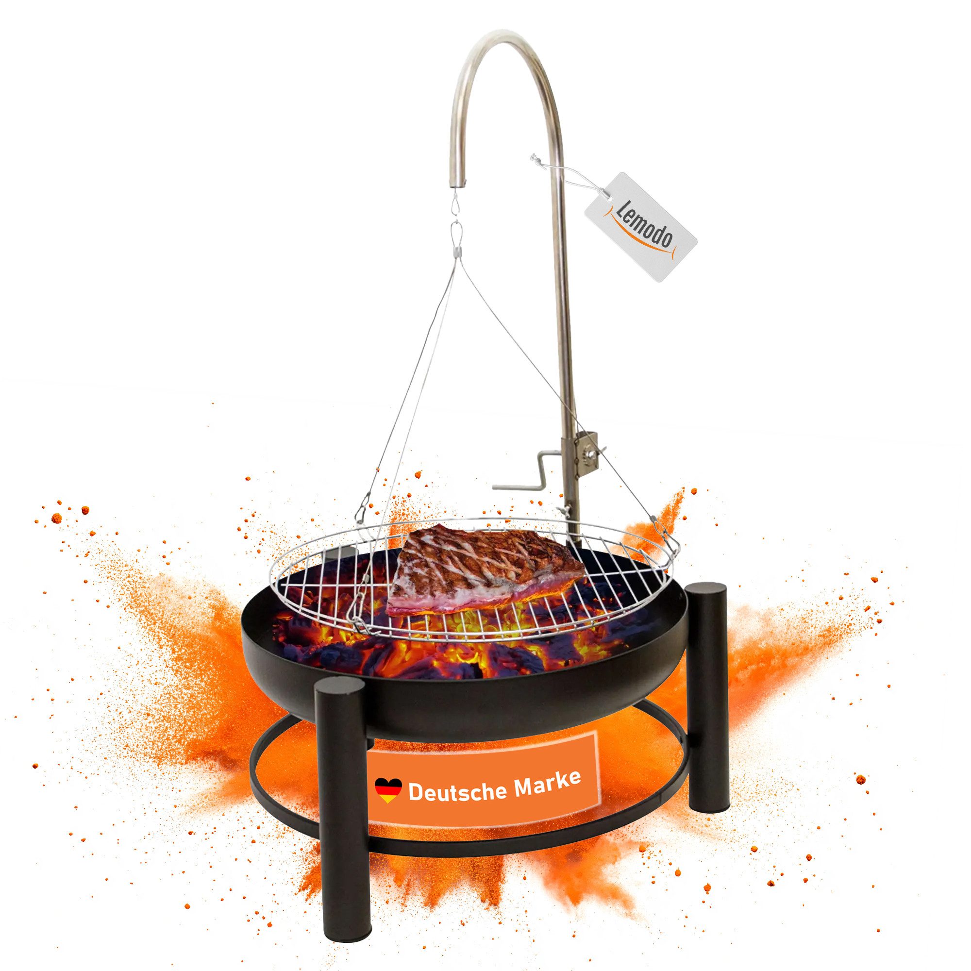 Lemodo Feuerschale Schwenkgrill mit höhenverstellbarem Grillrost, günstig online kaufen