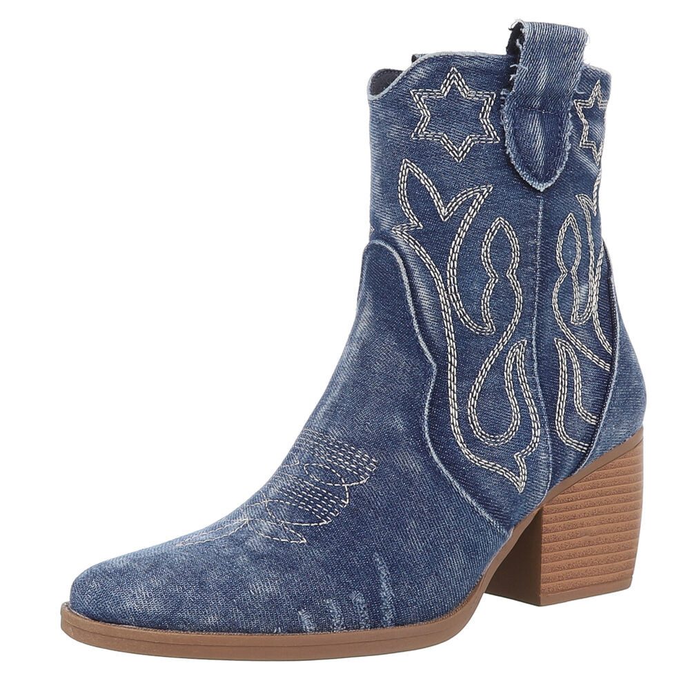 Ital-Design Damen Cowboyboots Western Westernstiefelette (88843776) Blockab günstig online kaufen