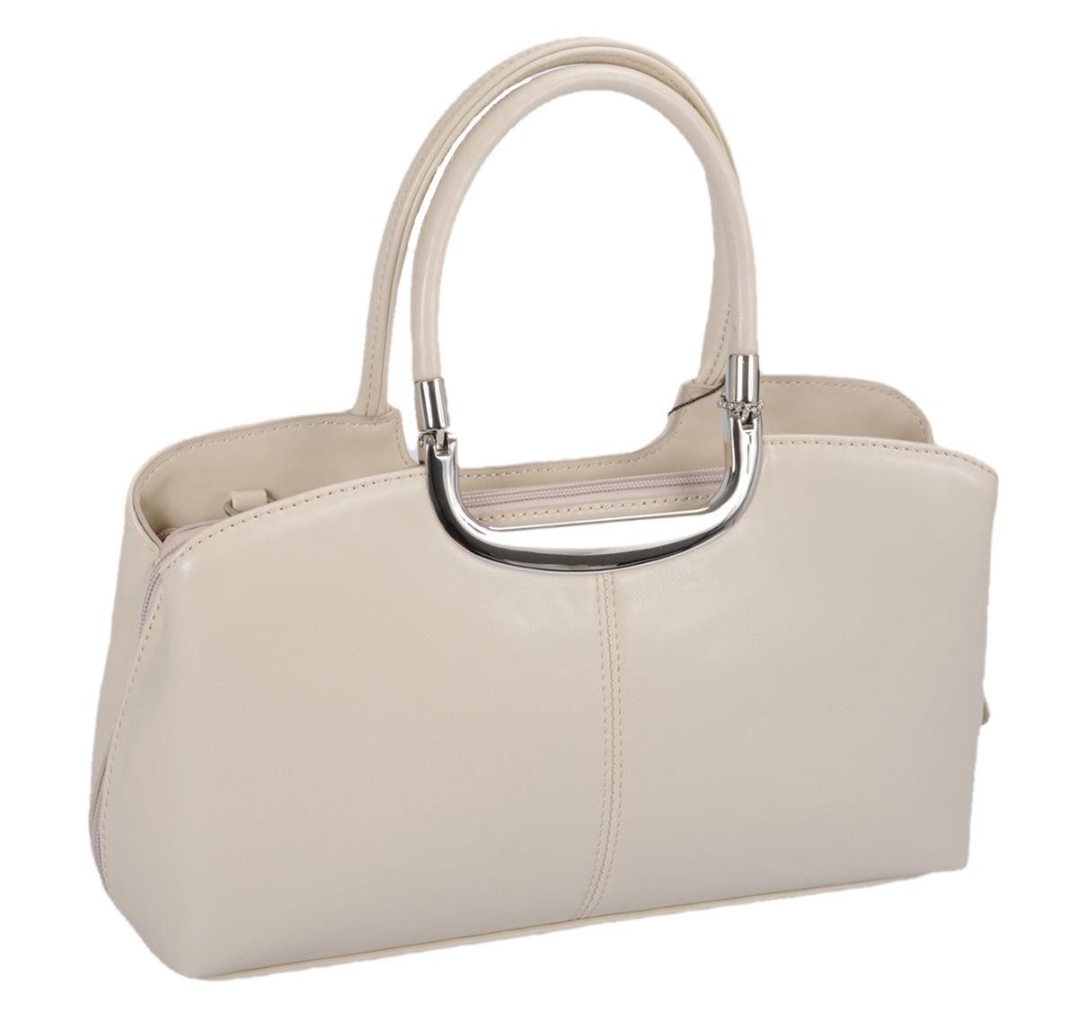 GlücksNugget Handtasche mittlere beige Handtasche, fest günstig online kaufen