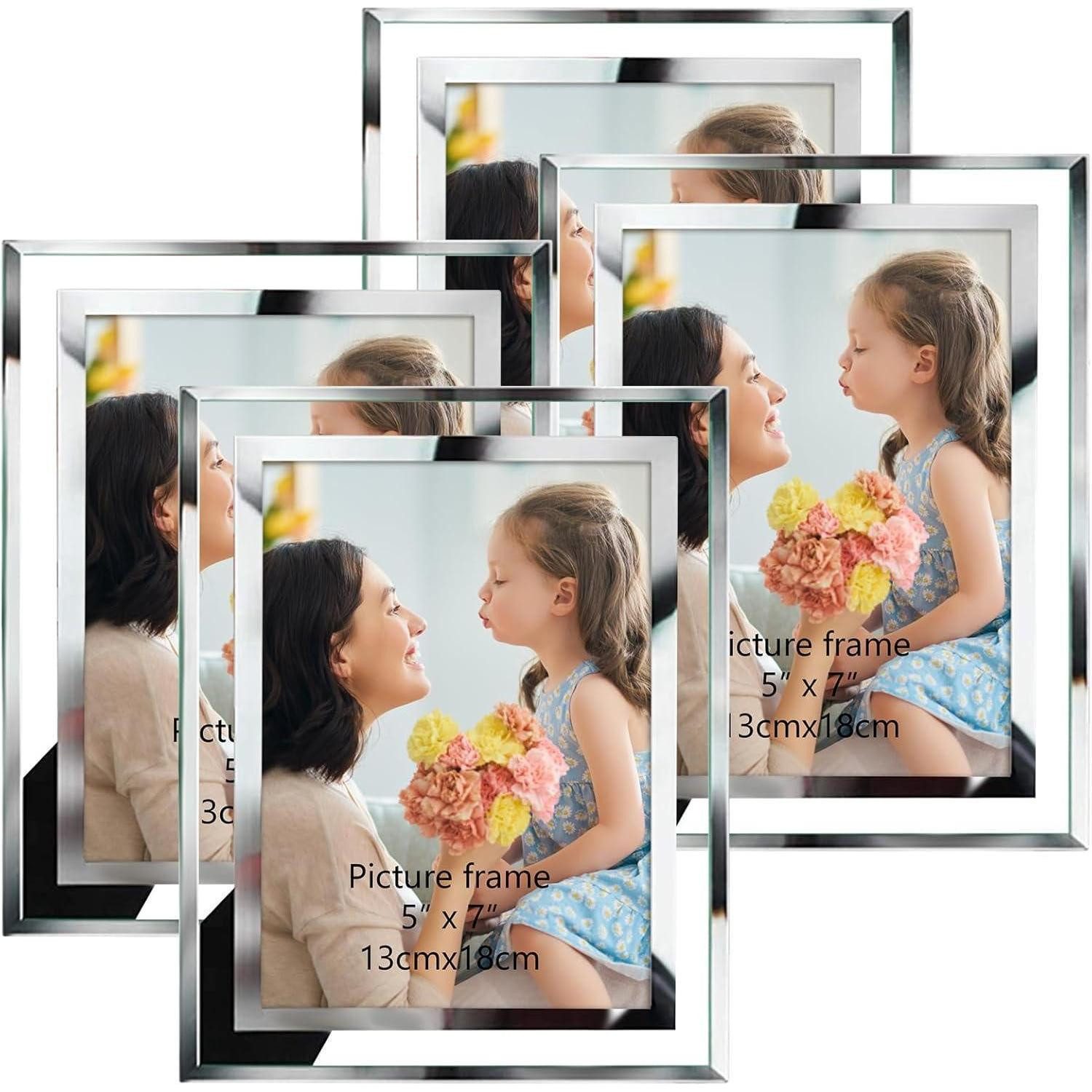 LuxusKollektion Bilderrahmen-Set Bilderrahmen 13x18 Glas Silber 13x18cm - 4 St. Transparent