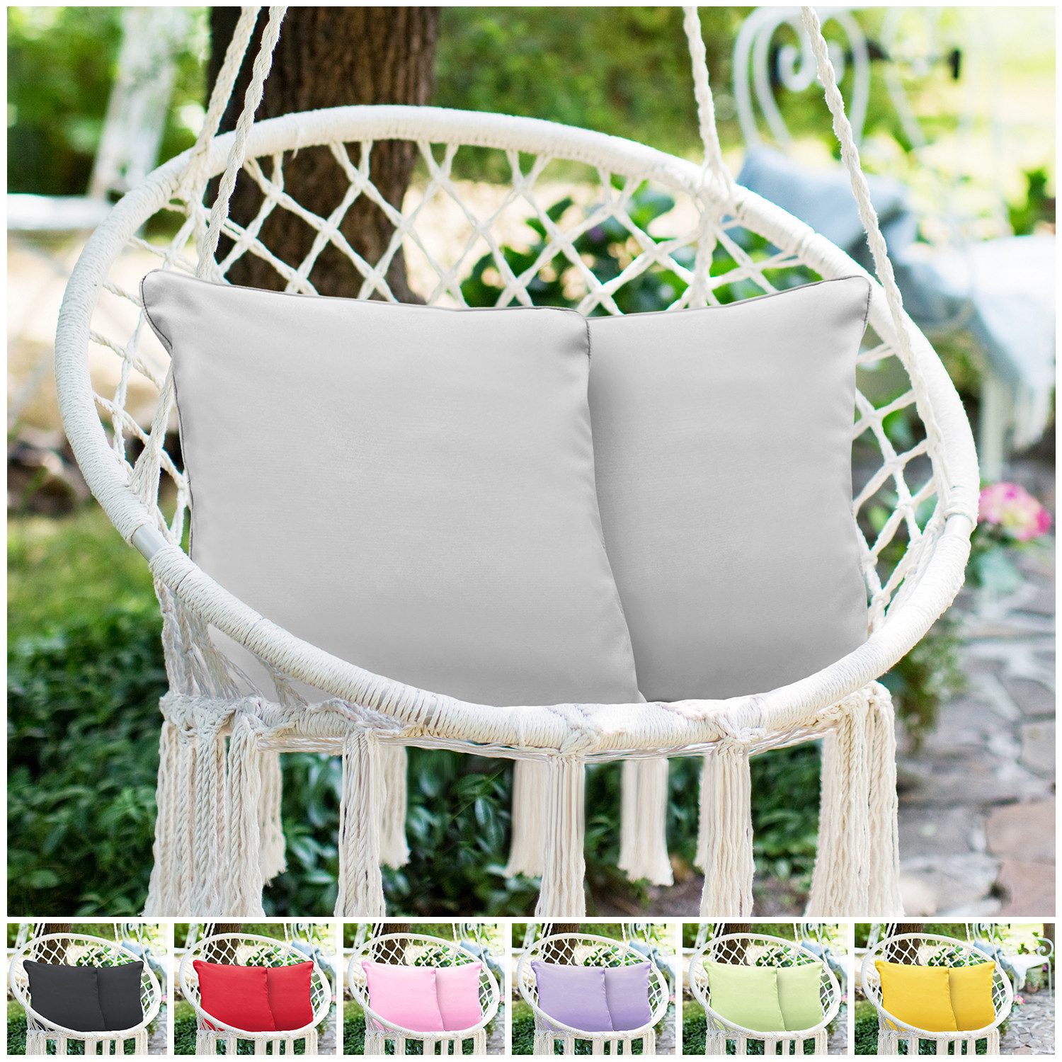 novely® Dekokissen 2er-Set OUTDOOR DEKOKISSEN - Wasserabweisender Kissenbezug - 45x45 cm, Schmutz- und wasserabweisend, Waschbar, Pflegeleicht